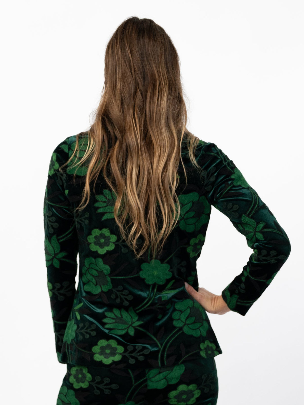 BRITT blazer Embroidered Velvet Green - Lesley Evers-Jacket-Shop-Shop/All Products