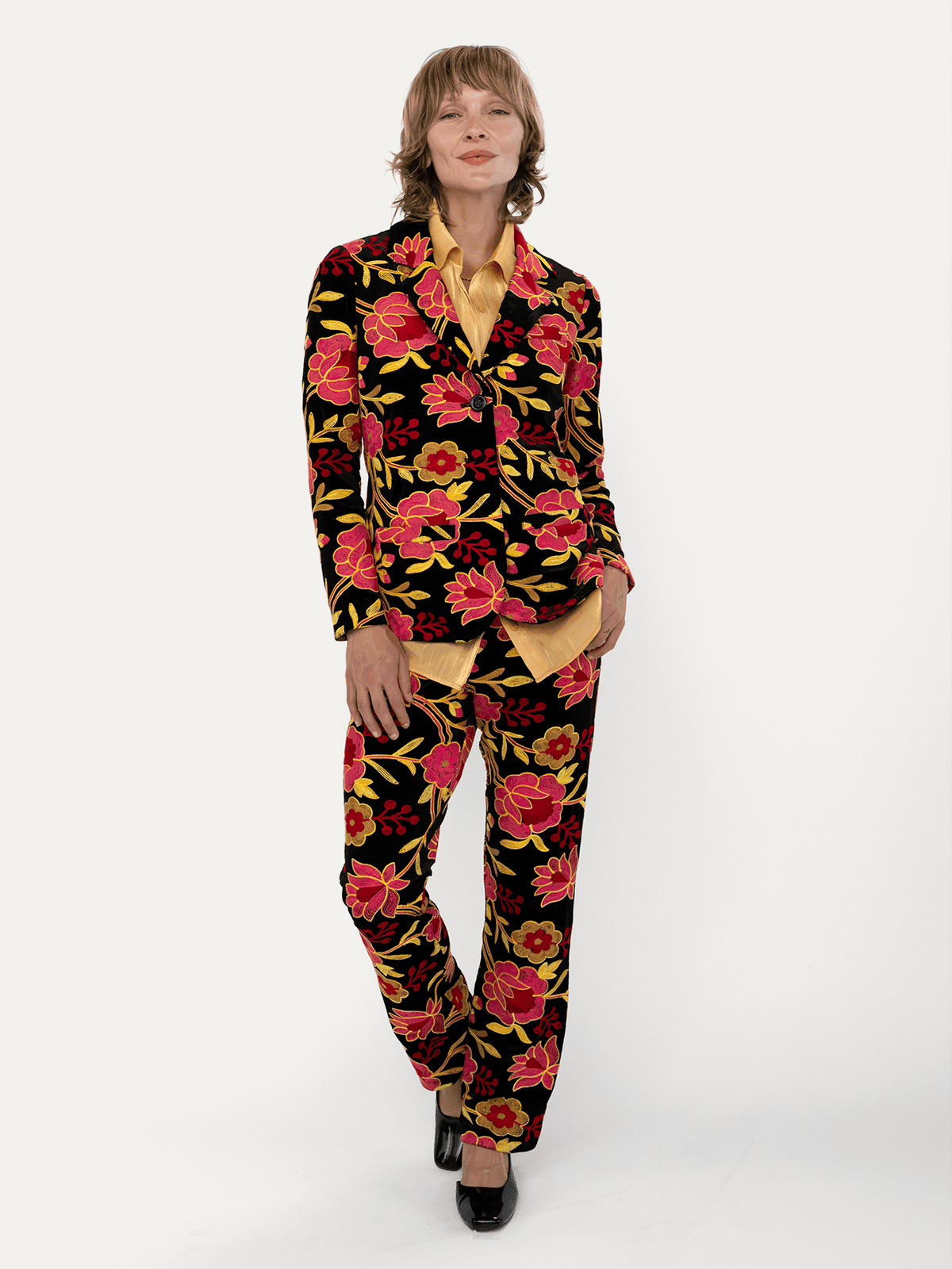 BRITT blazer Embroidered Velvet Pink - Lesley Evers-Jacket-Shop-Shop/All Products