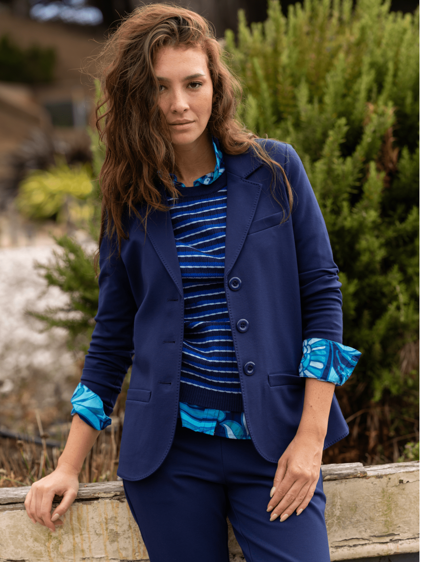 BRITT blazer Navy Ponte - Lesley Evers - Jacket - Shop - Shop/All Products