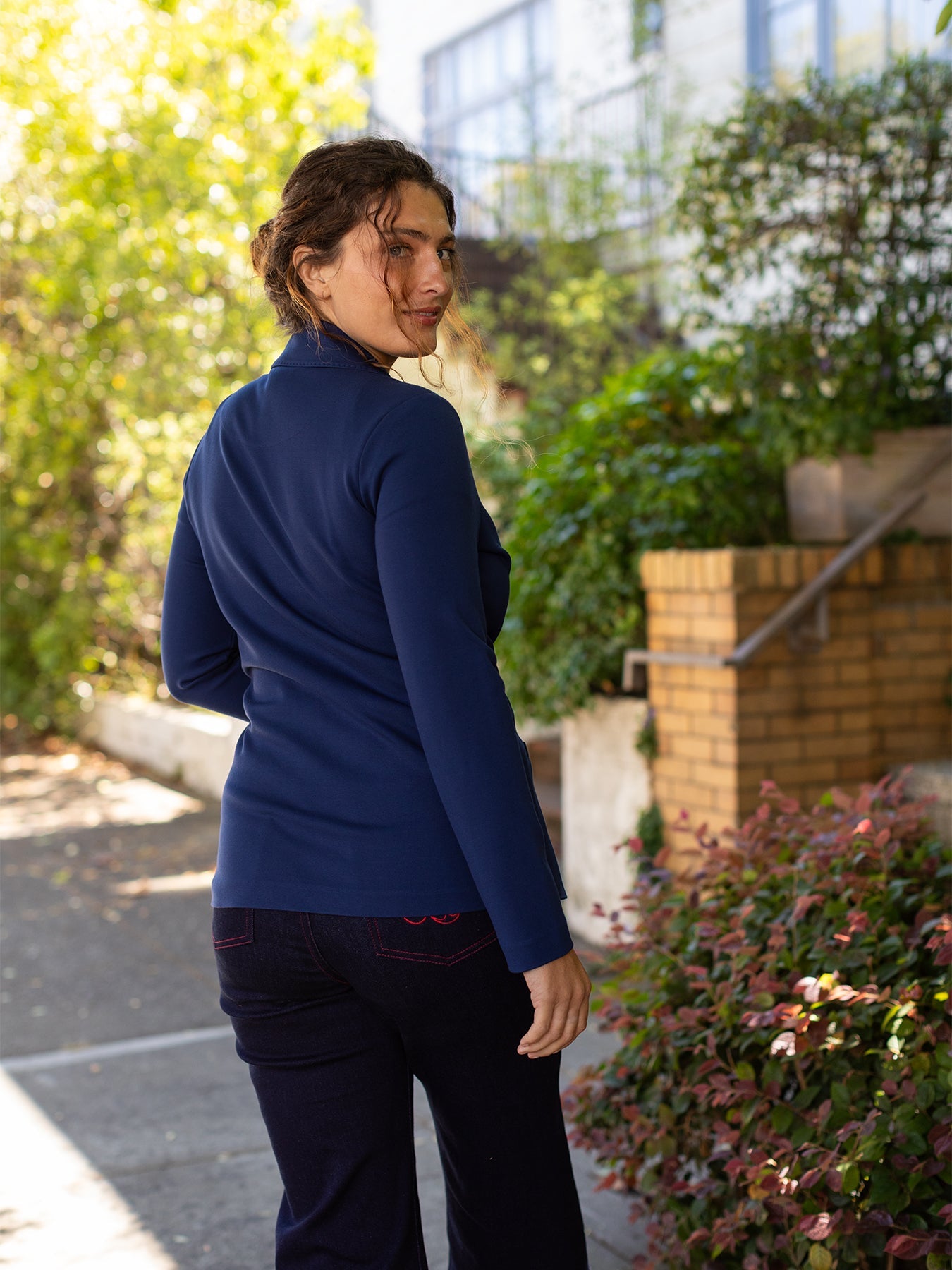 BRITT blazer Navy Ponte - Lesley Evers - Black - Jacket - Shop