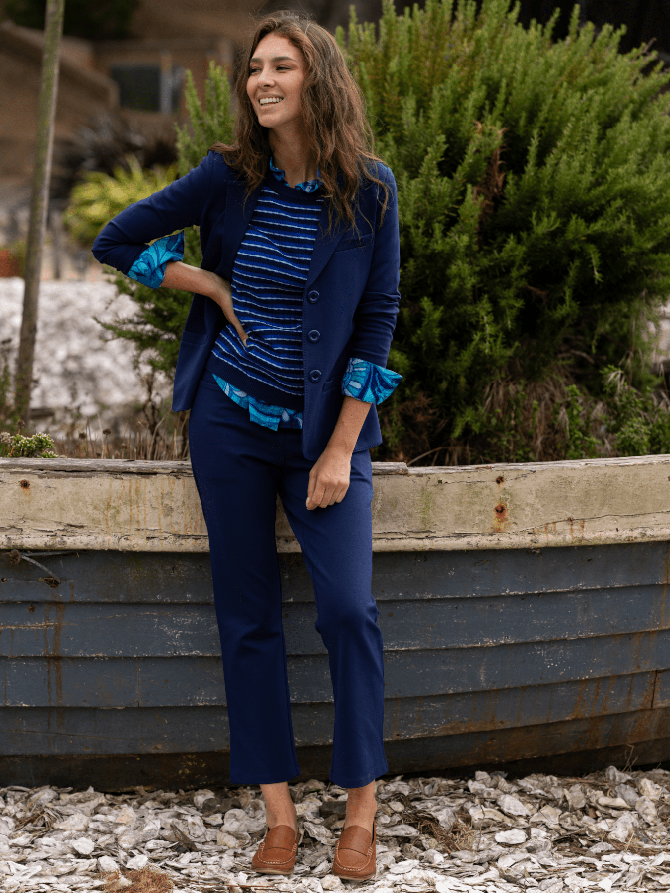 BRITT blazer Navy Ponte - Lesley Evers - Jacket - Shop - Shop/All Products