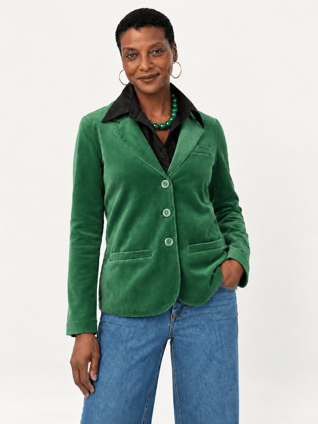 BRITT blazer Pine Velour - Lesley Evers-Jacket-Shop-Shop/All Products