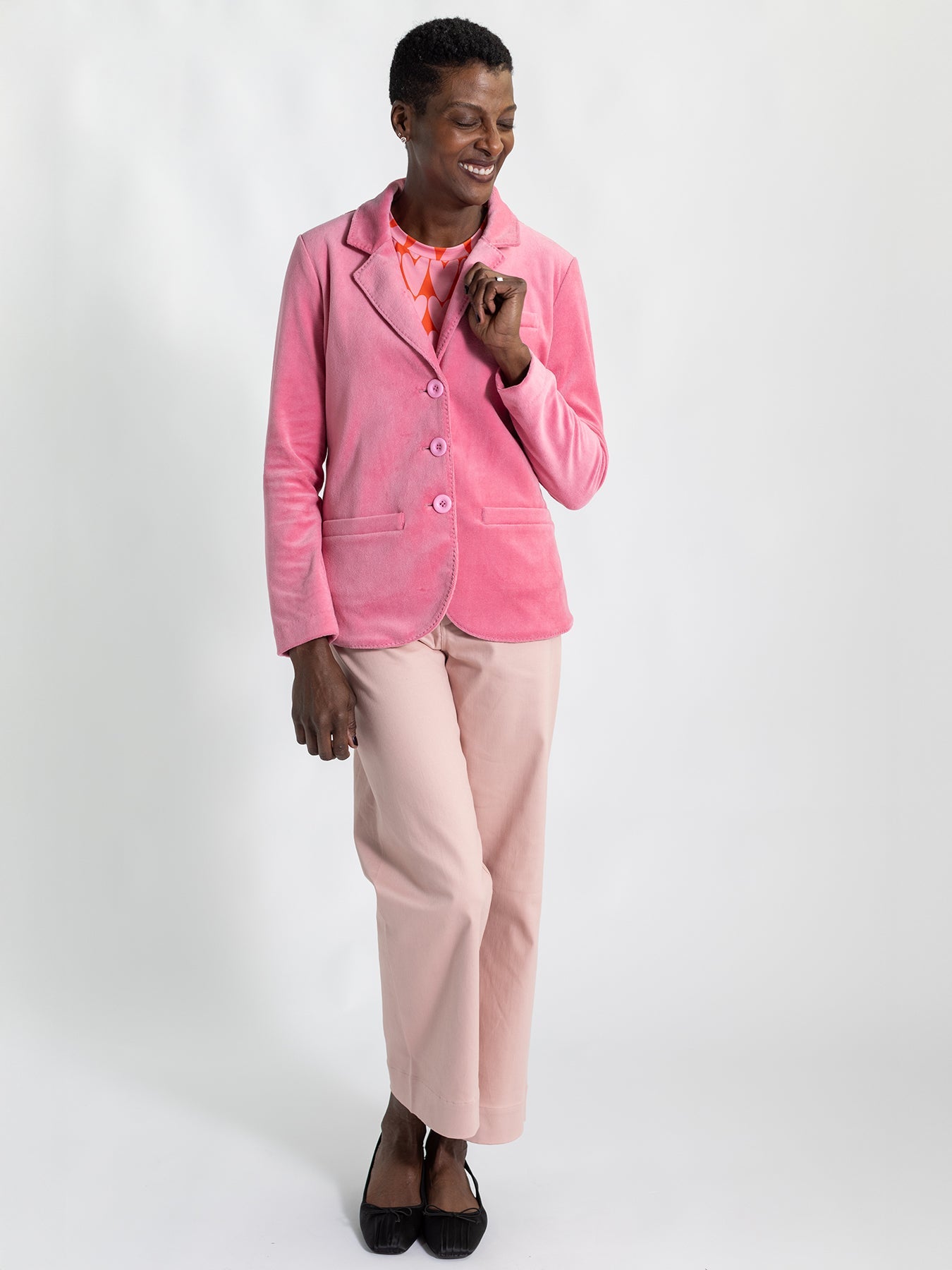 BRITT blazer Pink Velour - Lesley Evers - Jacket - Shop - Shop/All Products