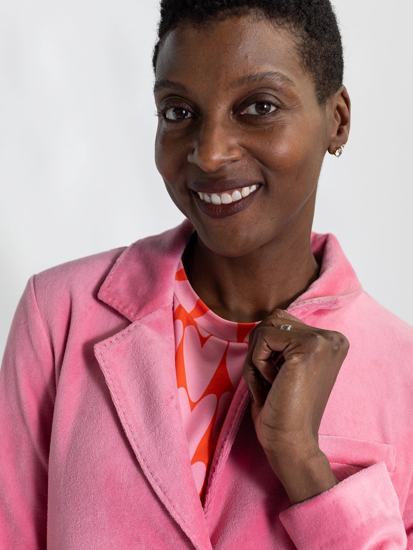 BRITT blazer Pink Velour - Lesley Evers - Jacket - Shop - Shop/All Products