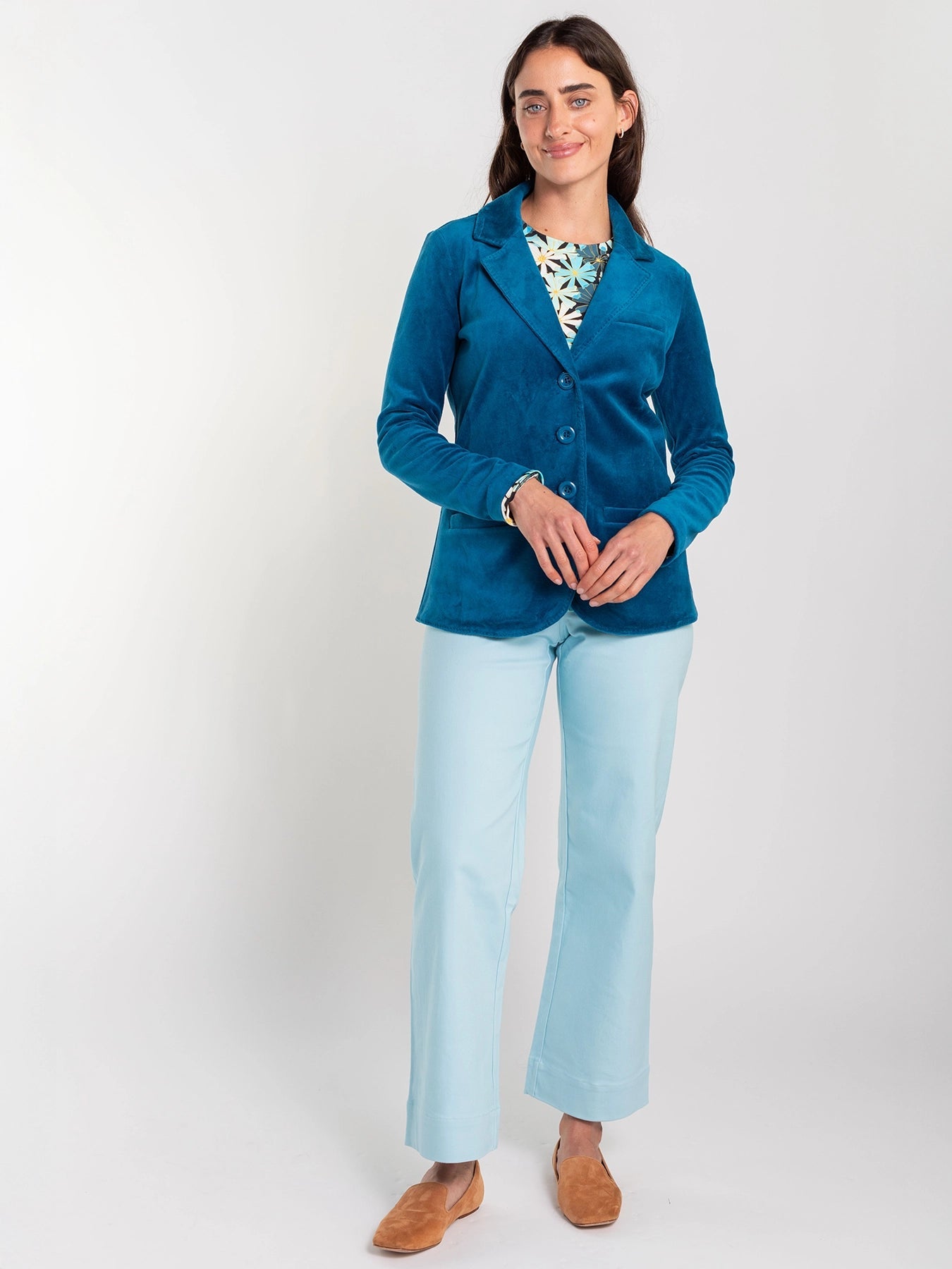 BRITT blazer Teal Velour - Lesley Evers - Black - service_blocked - Shop