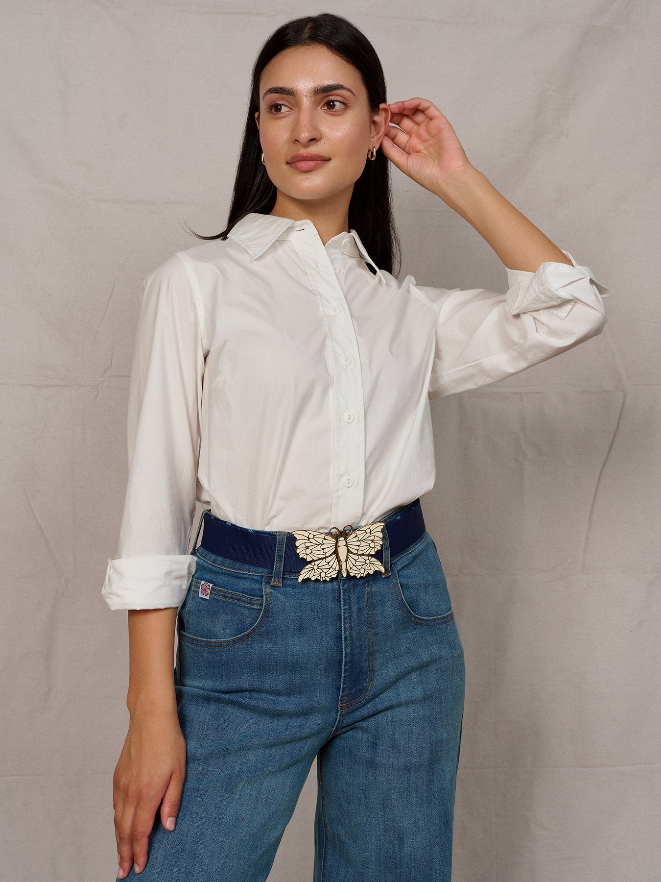BUTTERFLY Belt Buckle with Barcelona Blue Belt Strap - Lesley Evers - Accessories - accessory - belt