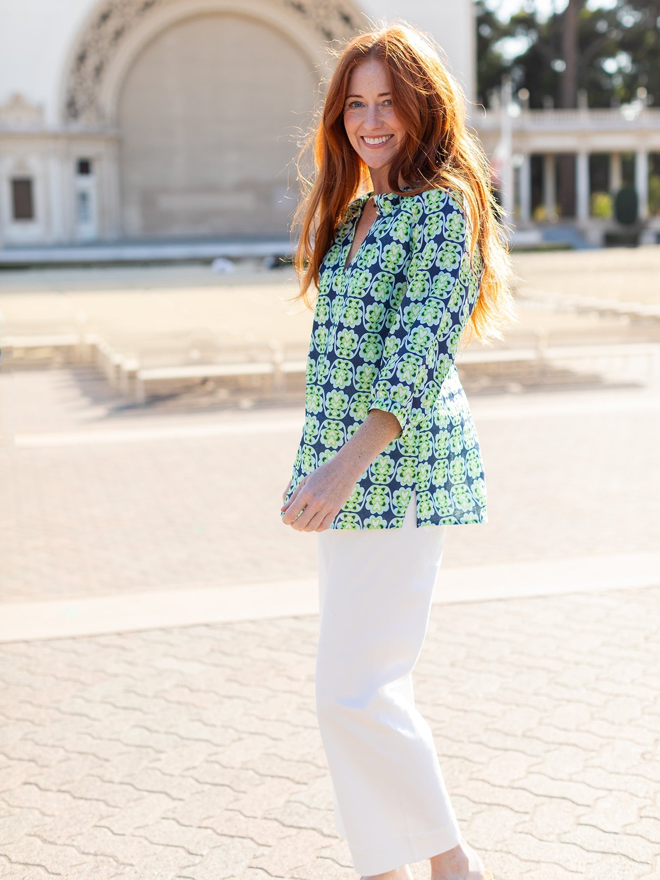 CAMILLE top Heart Flower Blue - Lesley Evers - camille - Shop - Shop/All Products