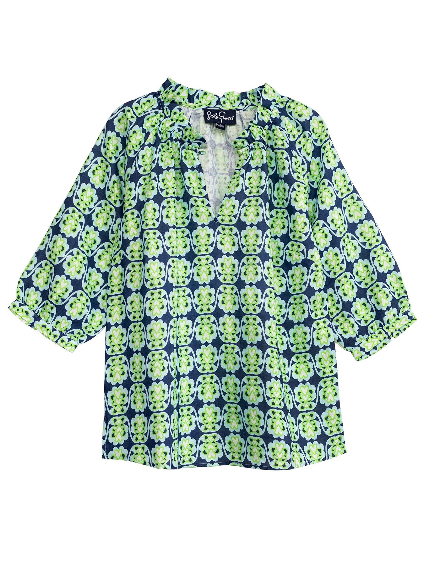 CAMILLE top Heart Flower Blue - Lesley Evers - camille - Shop - Shop/All Products