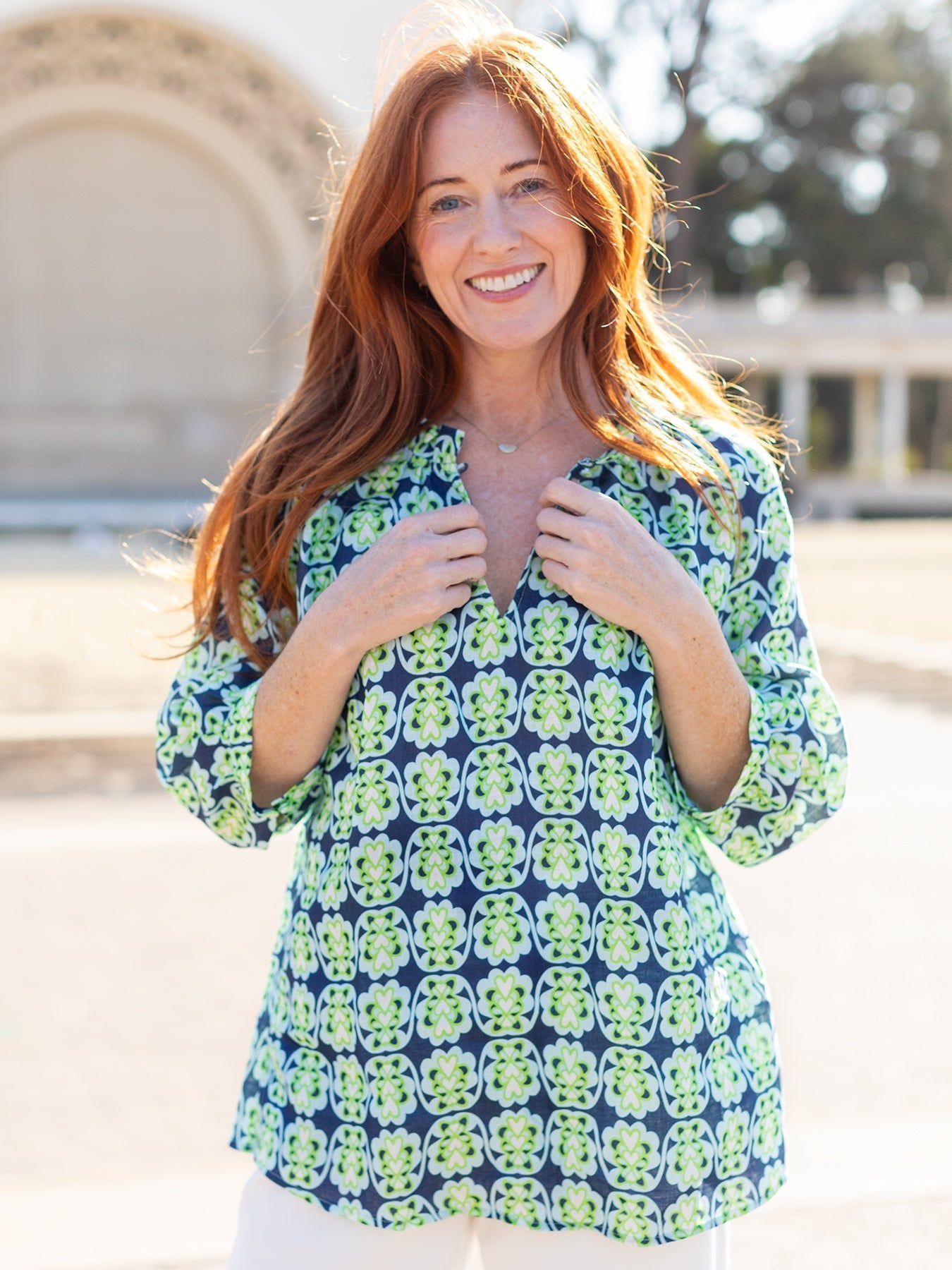 CAMILLE top Heart Flower Blue - Lesley Evers - camille - Shop - Shop/All Products