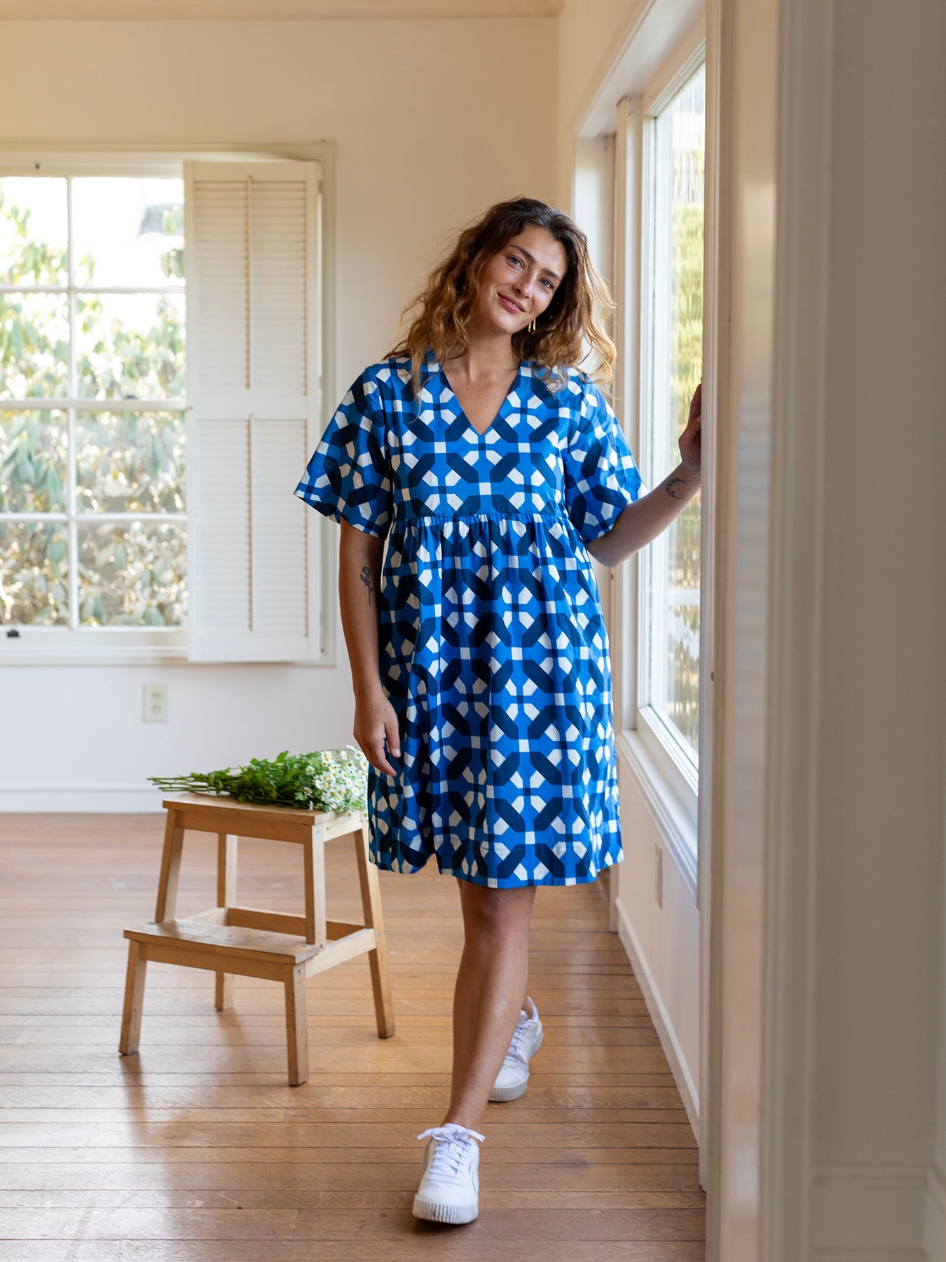 CARA dress Trellis Blue - Lesley Evers - Dress - NO_RETURN - sale