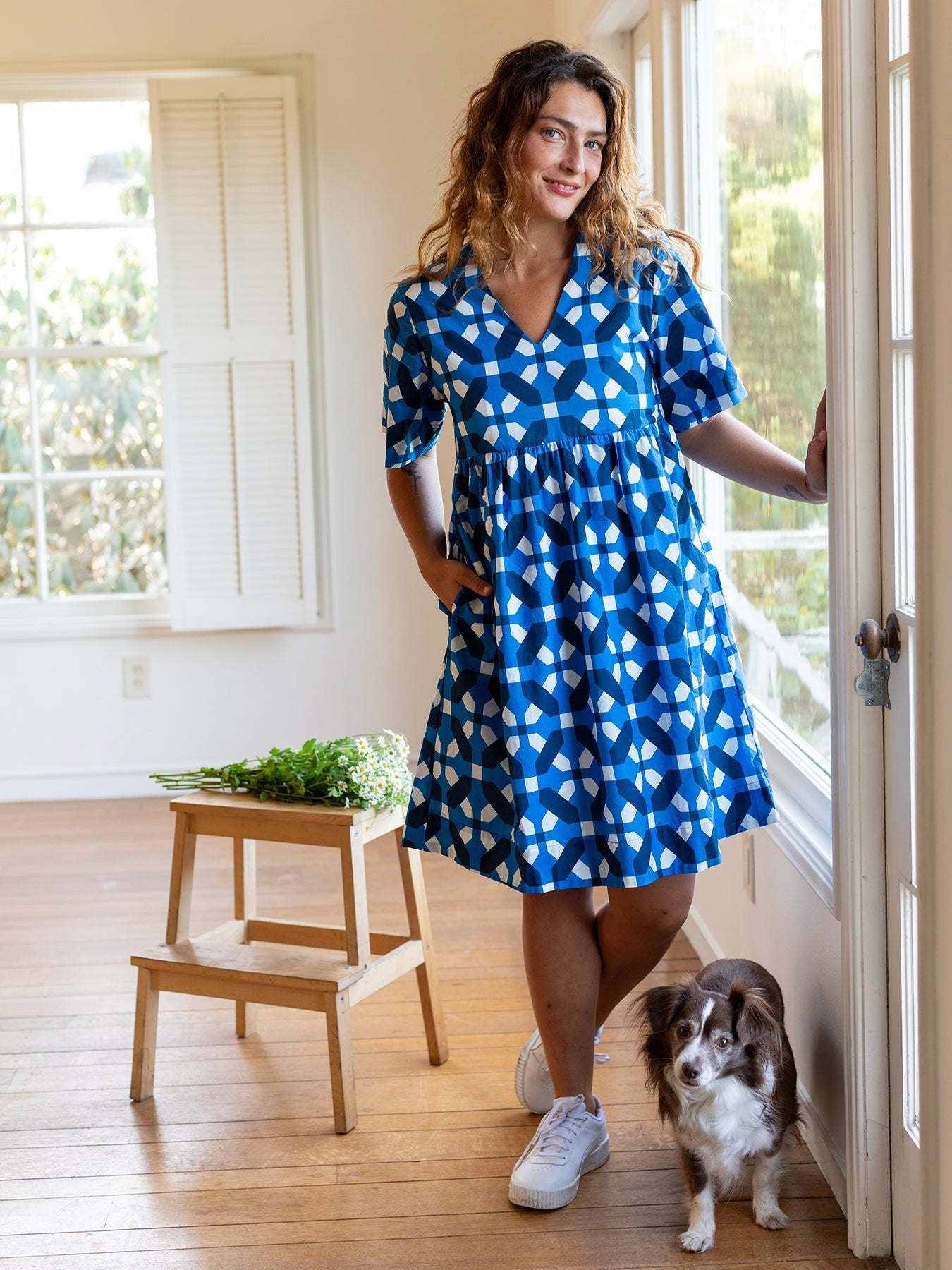 CARA dress Trellis Blue - Lesley Evers - Dress - NO_RETURN - sale