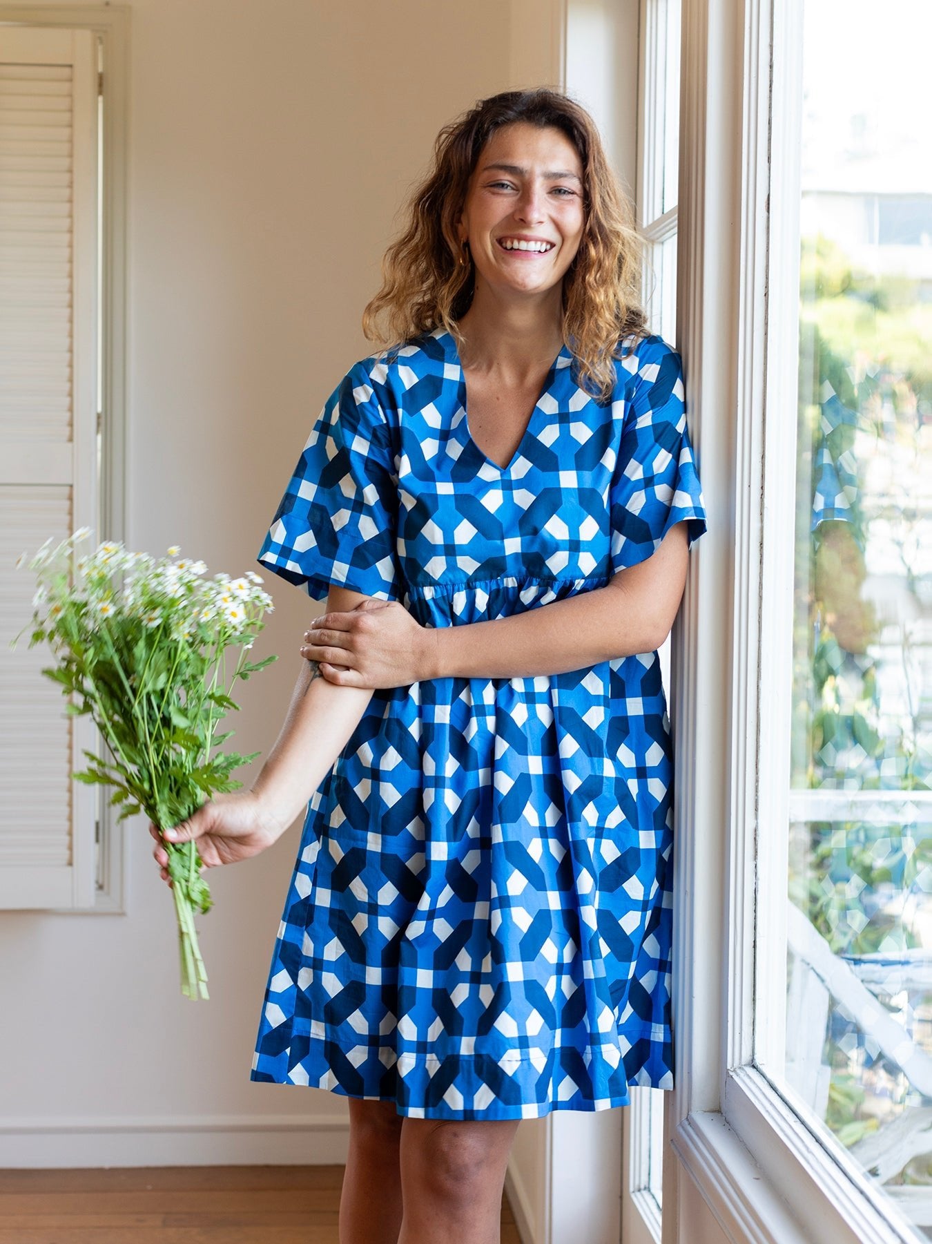 CARA dress Trellis Blue - Lesley Evers - Dress - NO_RETURN - sale