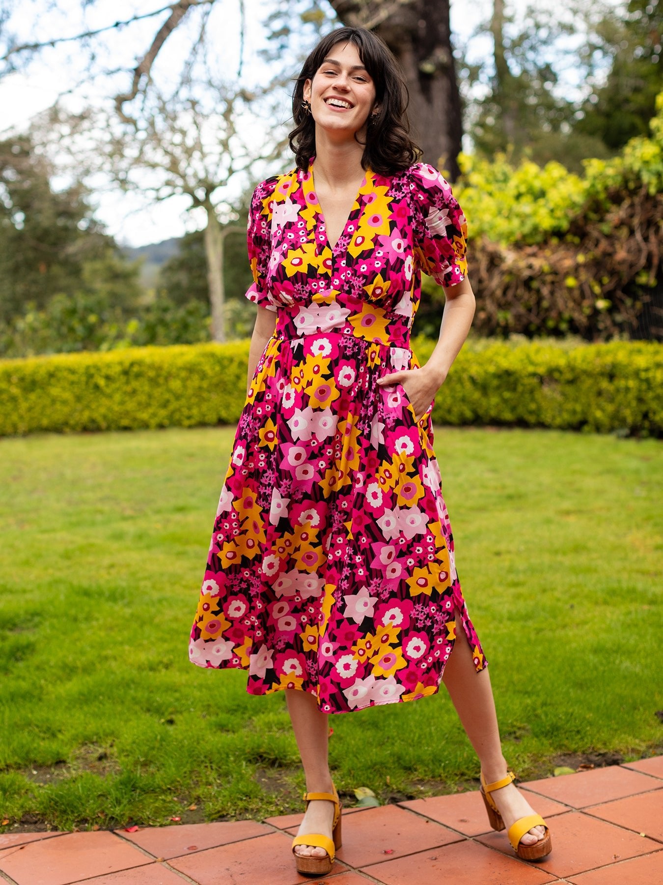 CAROLINE dress Daffodils Pink - Lesley Evers - daffodils - Dress - Pink