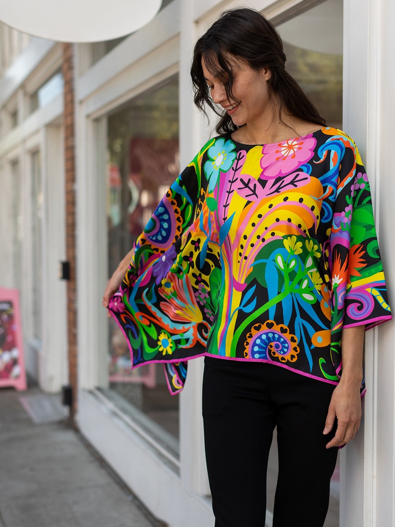 CELESTE silk top Bonanza - Lesley Evers - bonanza - bonanza black - bonanza multi