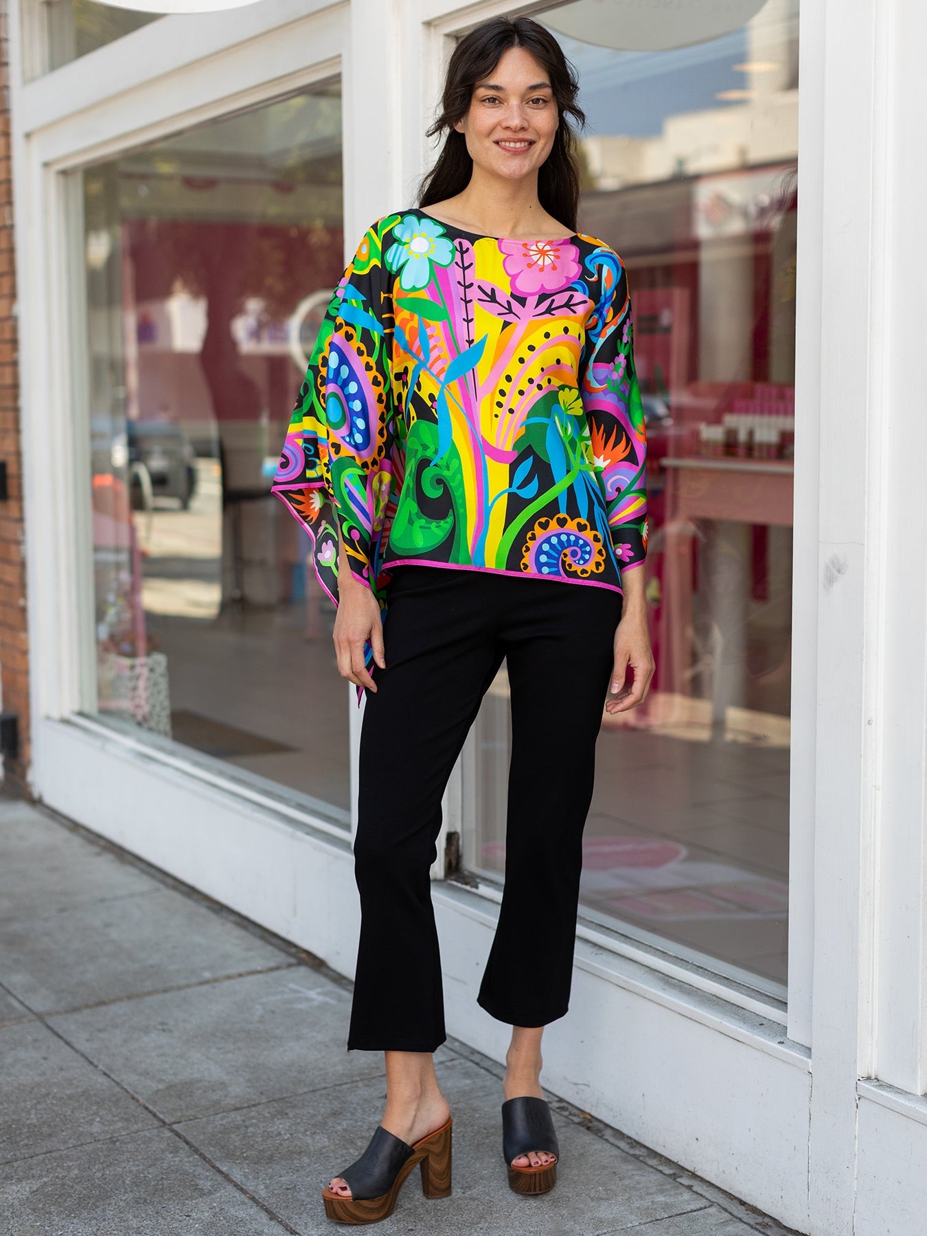 CELESTE silk top Bonanza - Lesley Evers - bonanza - bonanza black - bonanza multi