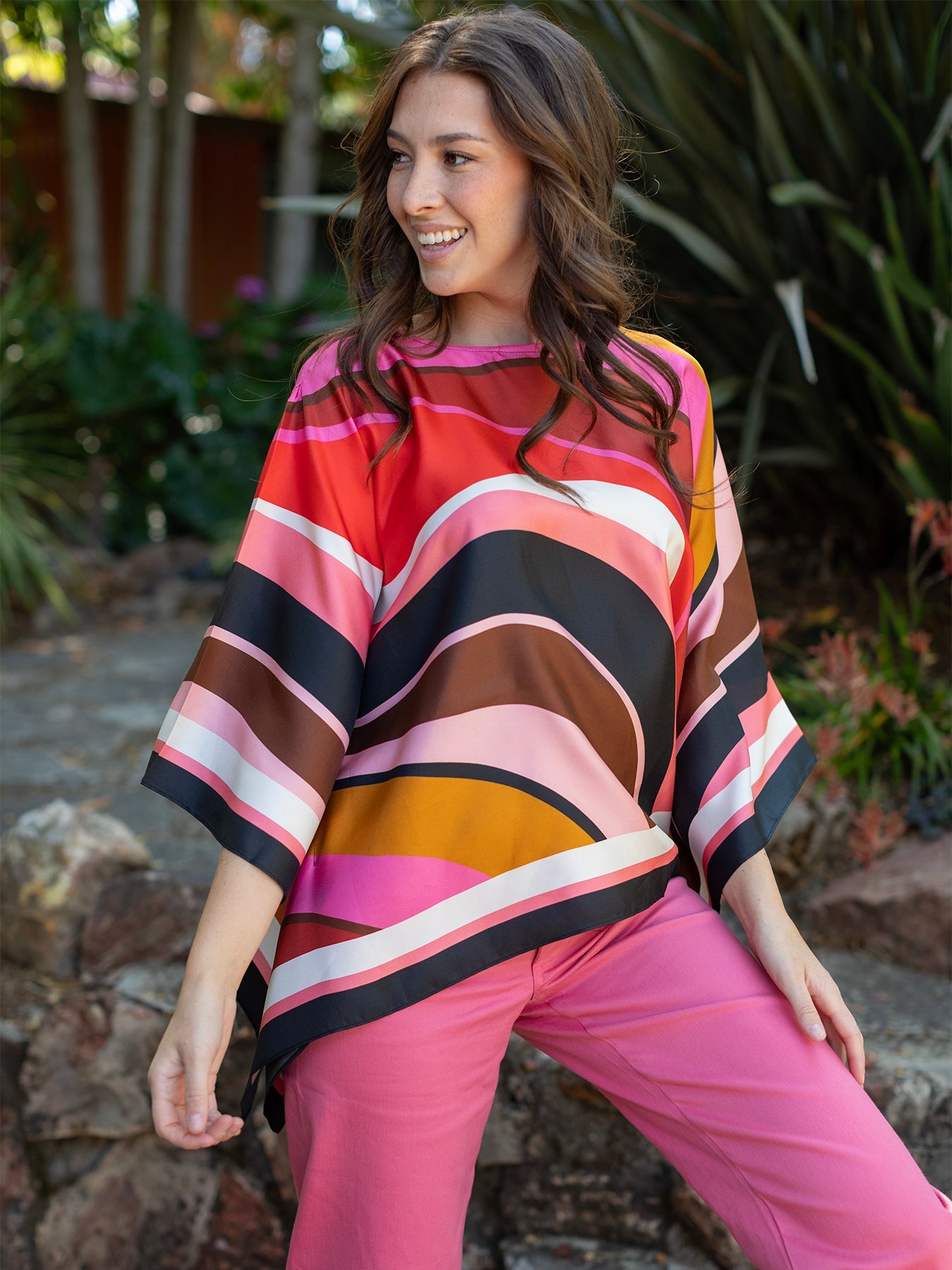 CELESTE silk top Burgundy Wave - Lesley Evers - burgundy wave - celeste - chic silk