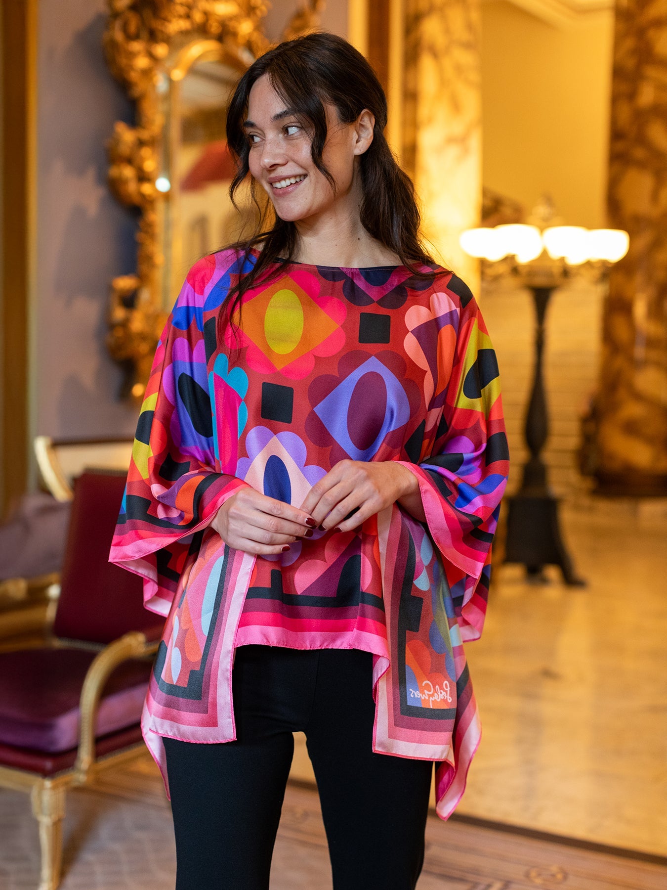 CELESTE silk top Gems Garnet - Lesley Evers - celeste - chic silk - Gems