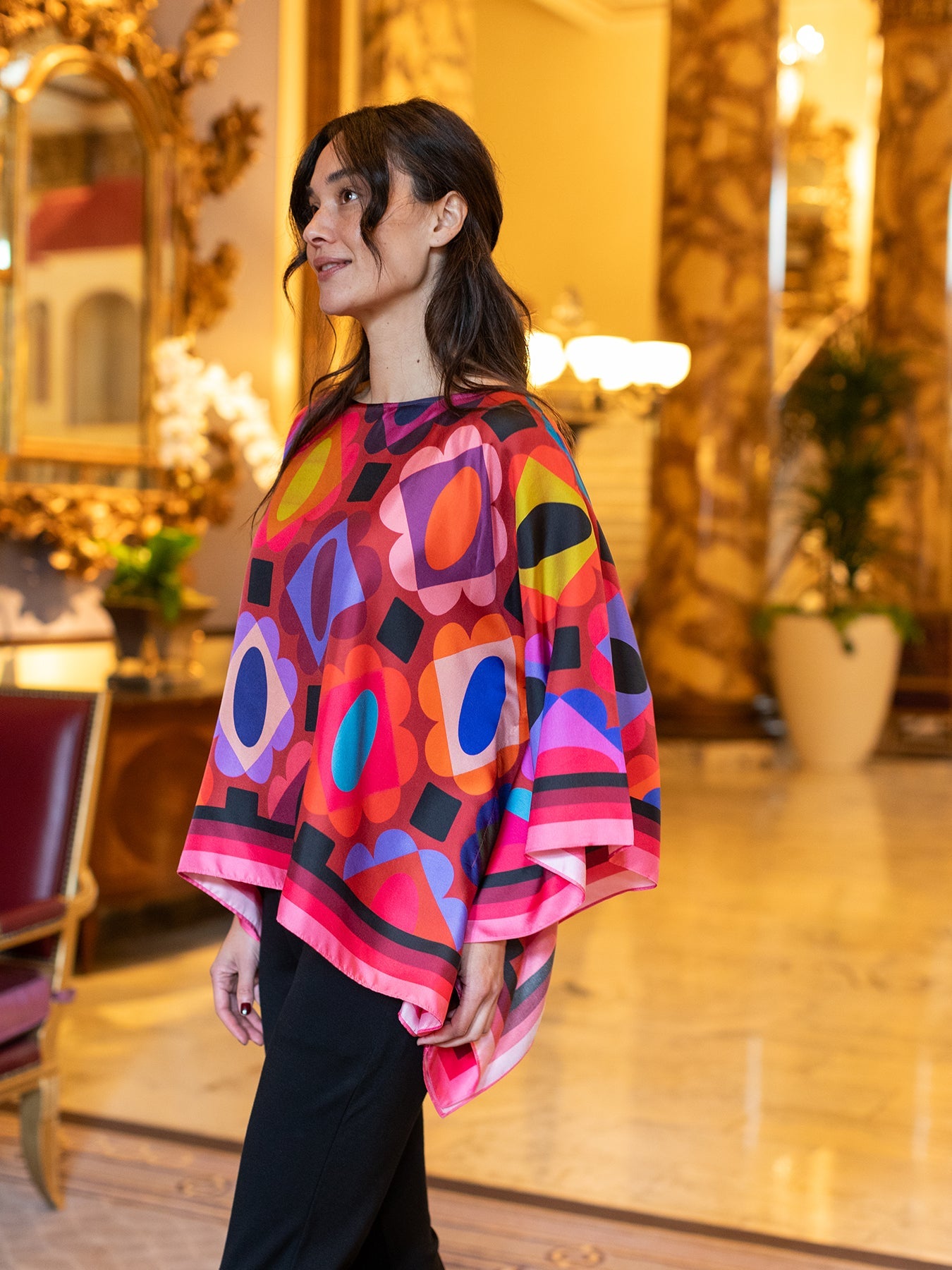 CELESTE silk top Gems Garnet - Lesley Evers - celeste - chic silk - Gems