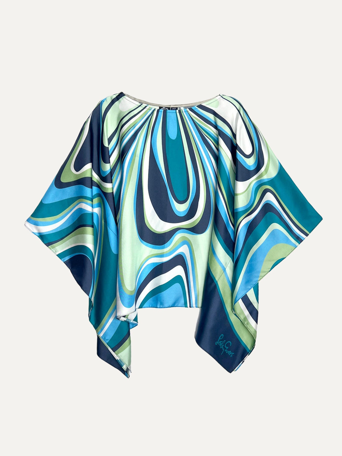 CELESTE silk top Pinwheel Navy - Lesley Evers-celeste-chic silk-pinwheel