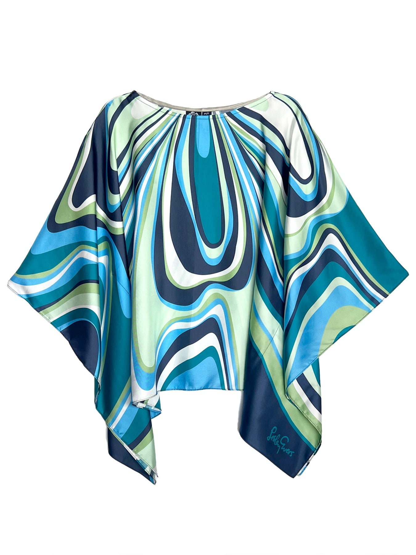 CELESTE silk top Pinwheel Navy - Lesley Evers-bonanza-bonanza black-bonanza multi