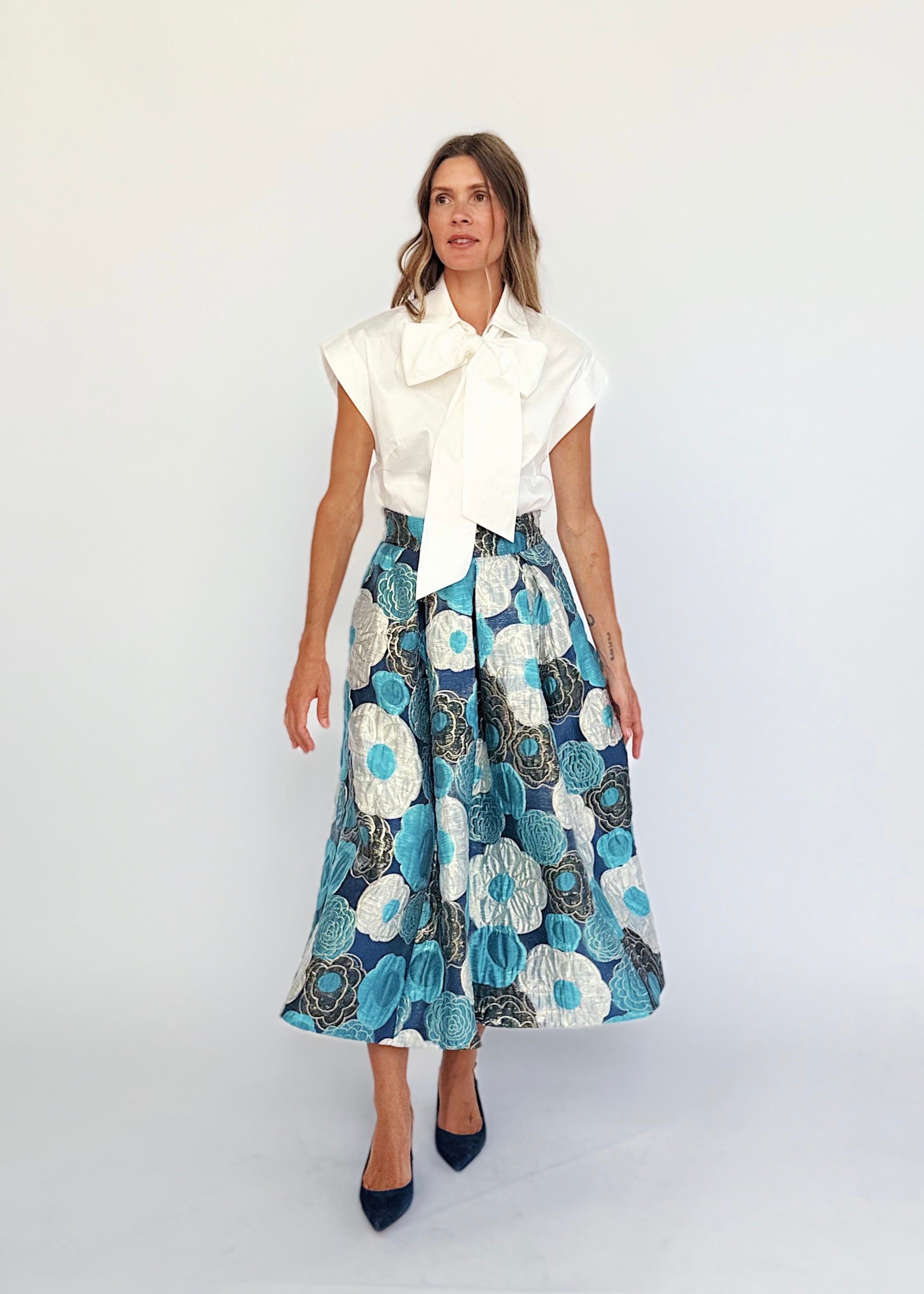 CELINE skirt Flower Charm Blue - Lesley Evers-Bottoms-gown-Shop