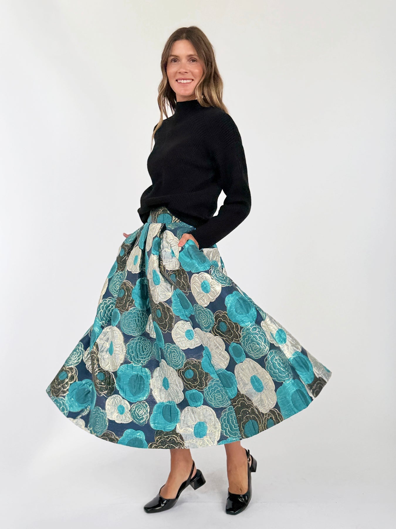 CELINE skirt Flower Charm Blue - Lesley Evers-Bottoms-gown-Shop