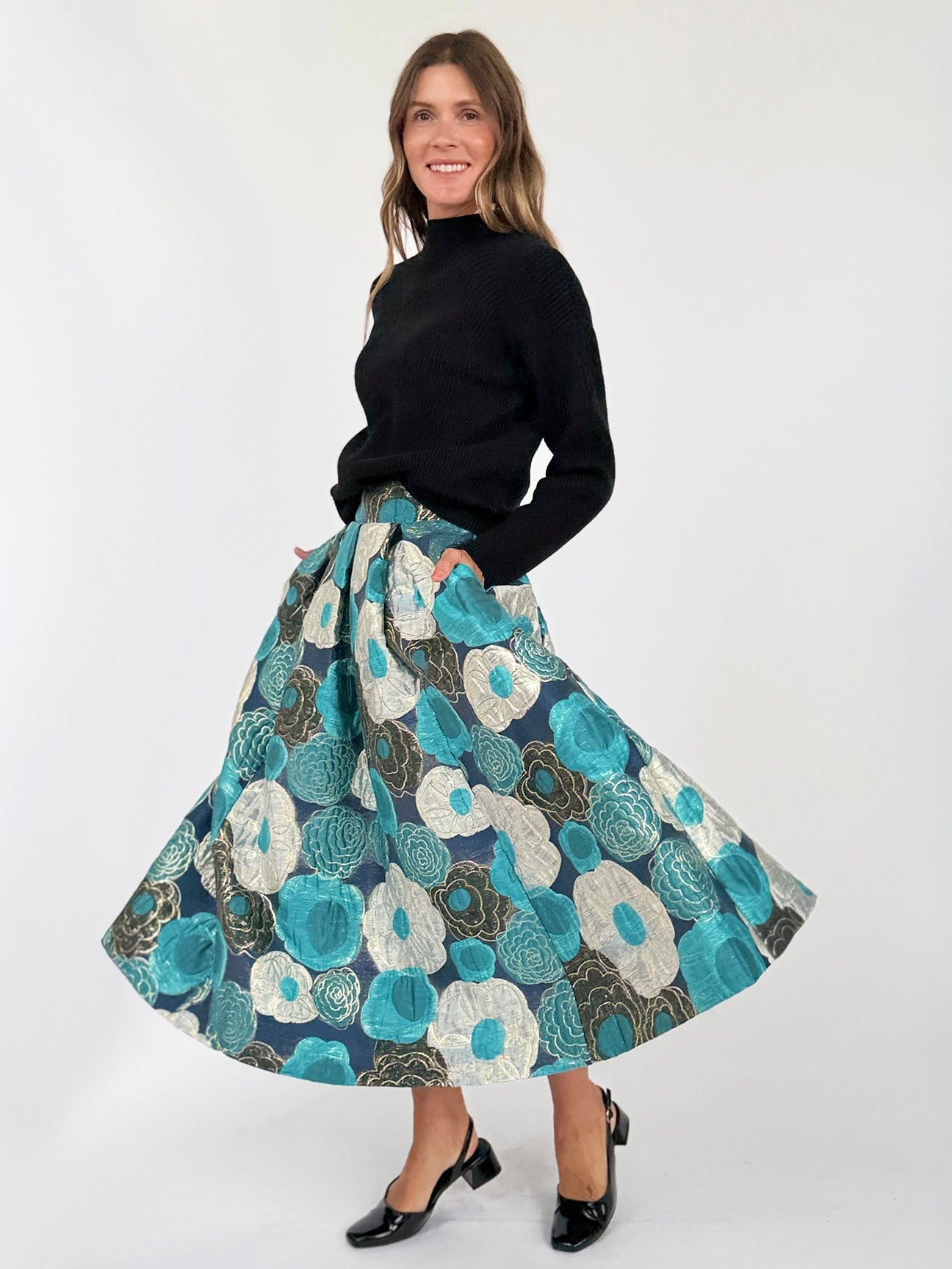 CELINE skirt Flower Charm Blue - Lesley Evers-Bottoms-gown-Shop