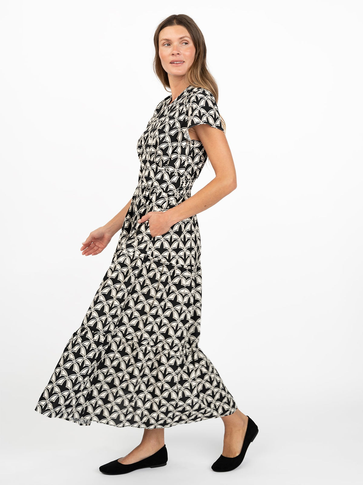 CHELSEA dress Valencia Black and Ivory - Lesley Evers-cotton dress-Dress-new