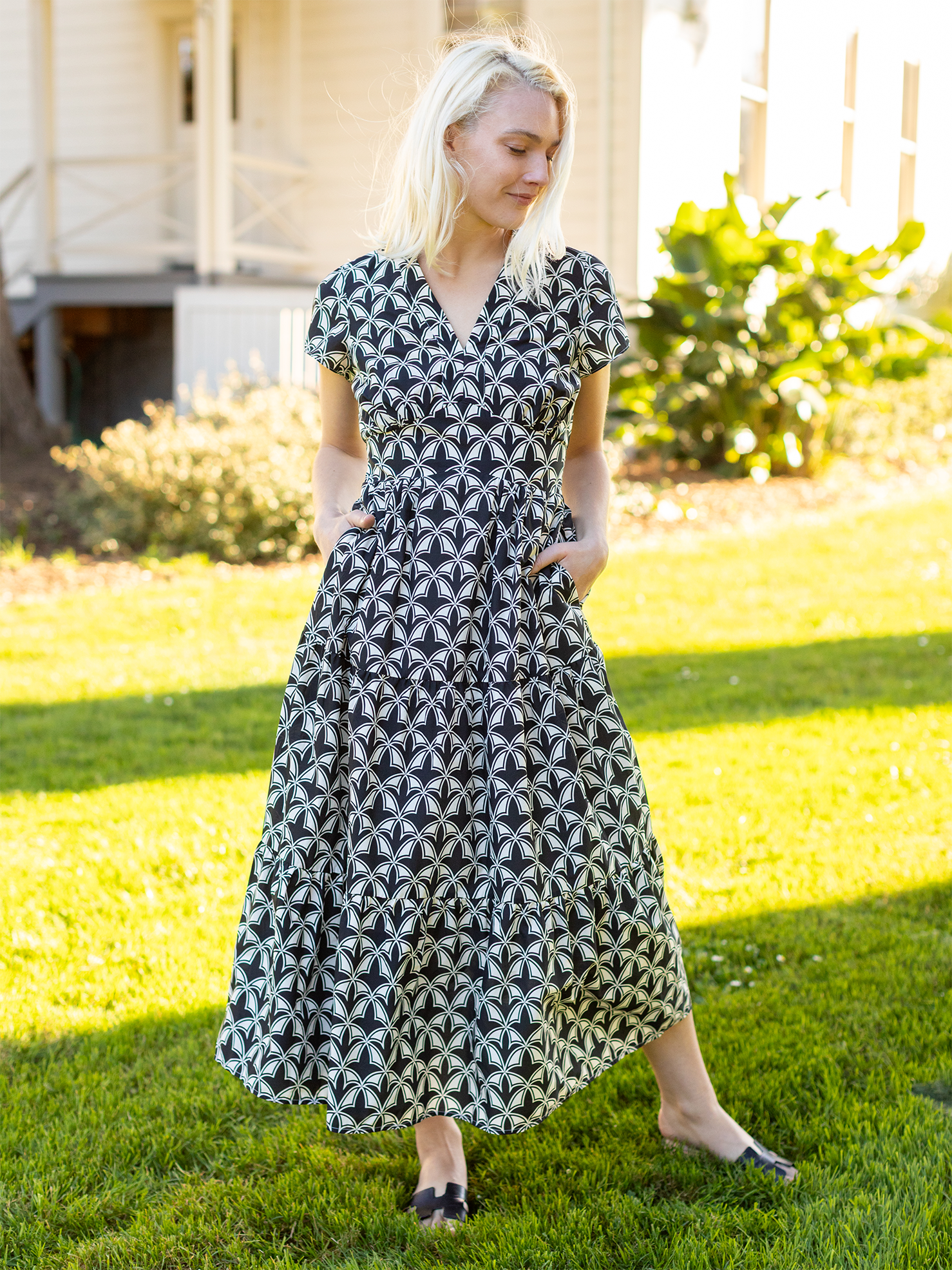 CHELSEA dress Valencia Black and Ivory - Lesley Evers - cotton dress - Dress - new