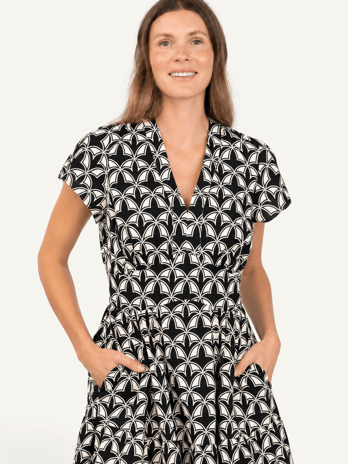 CHELSEA dress Valencia Black and Ivory - Lesley Evers-cotton dress-Dress-new