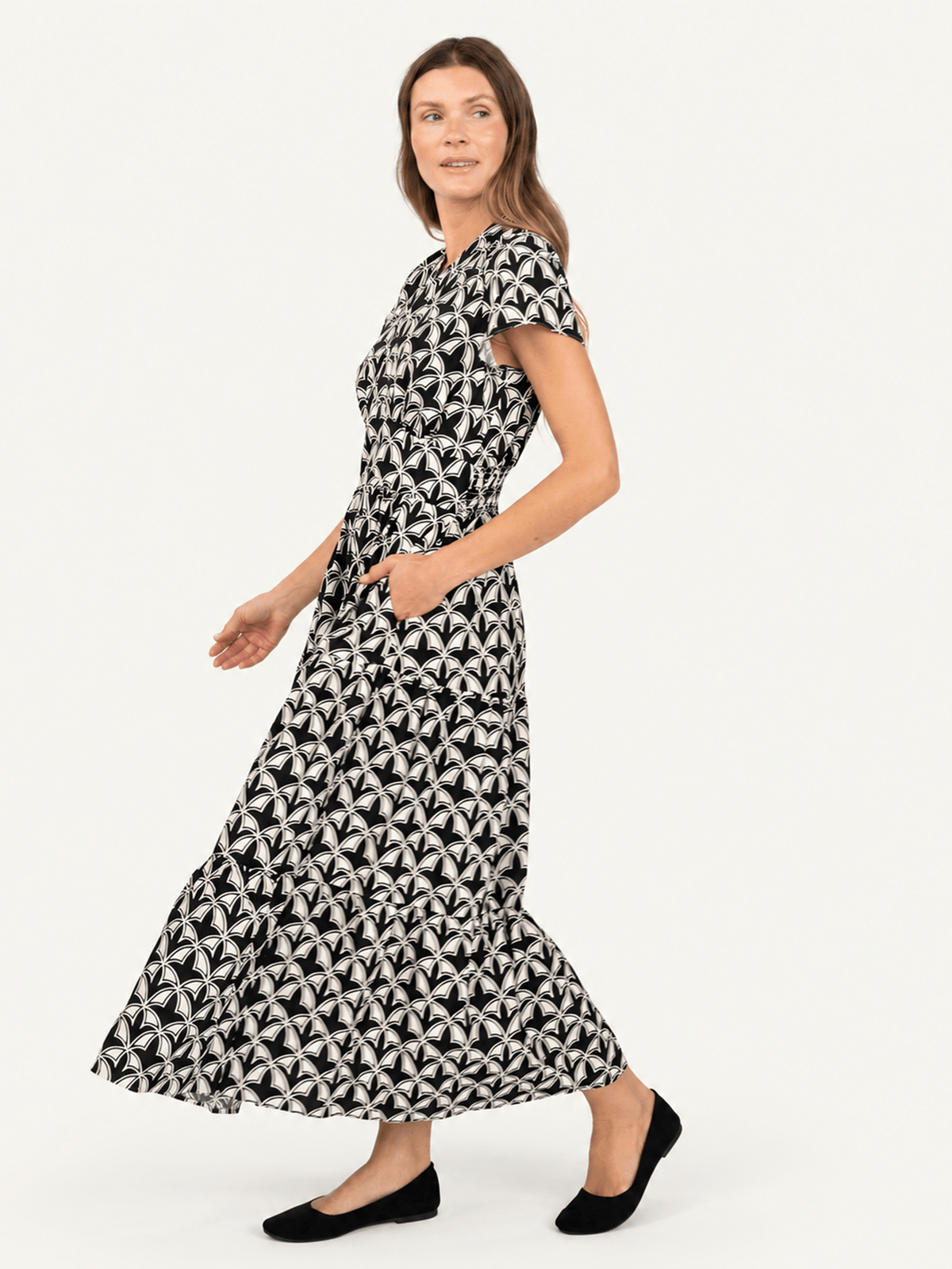 CHELSEA dress Valencia Black and Ivory - Lesley Evers-cotton dress-Dress-new