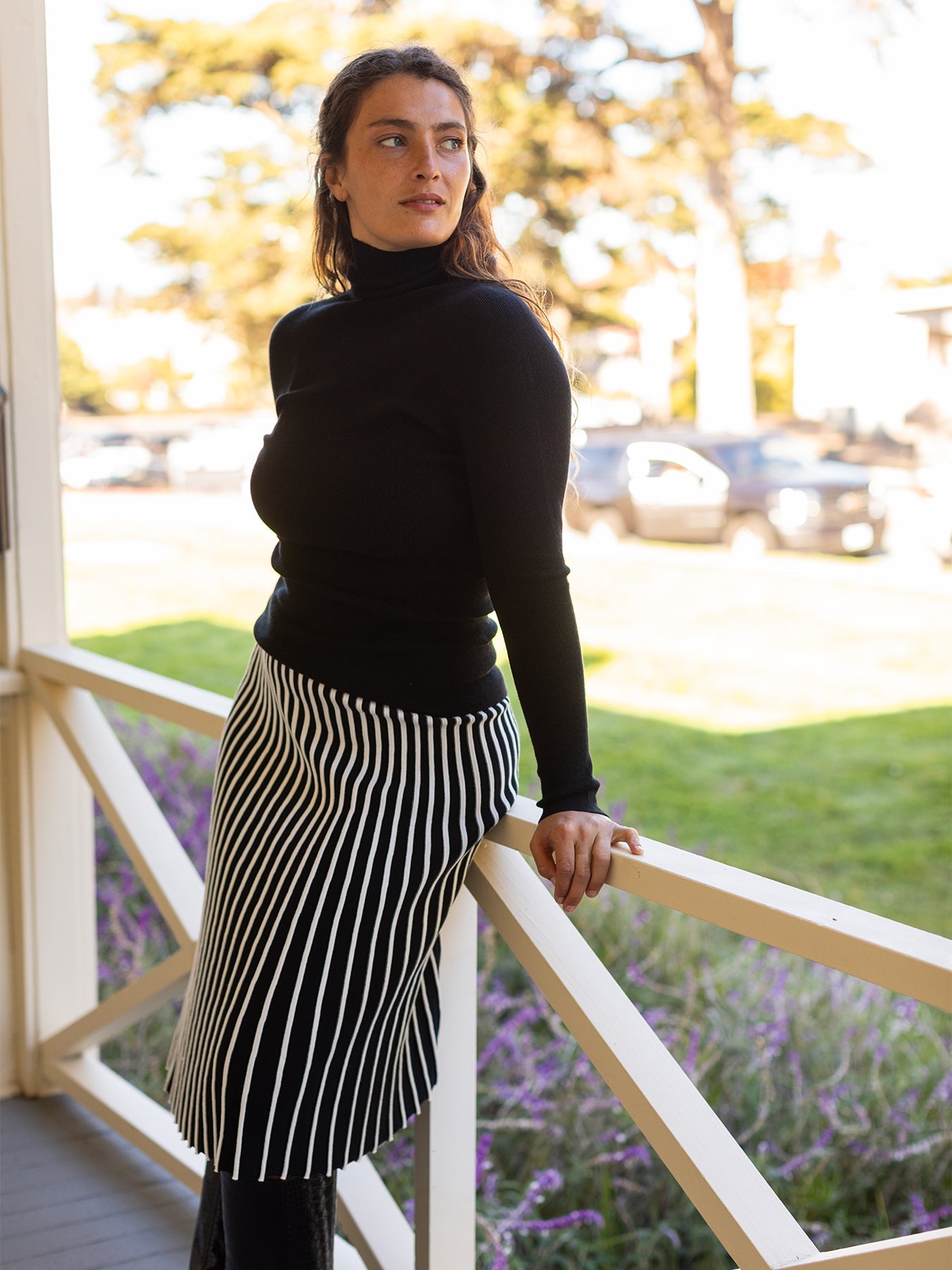 CHLOE knit skirt Black and White Stripe - Lesley Evers - bottom - clothing - Skirt