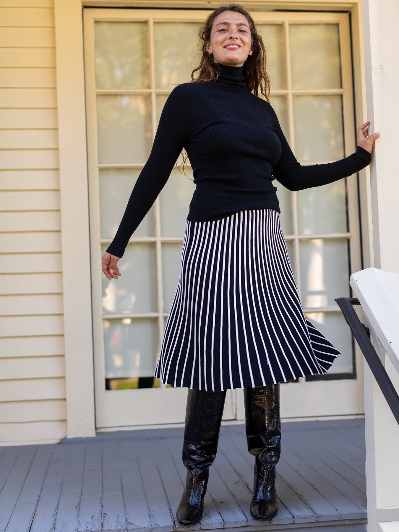 CHLOE knit skirt Black and White Stripe – Lesley Evers