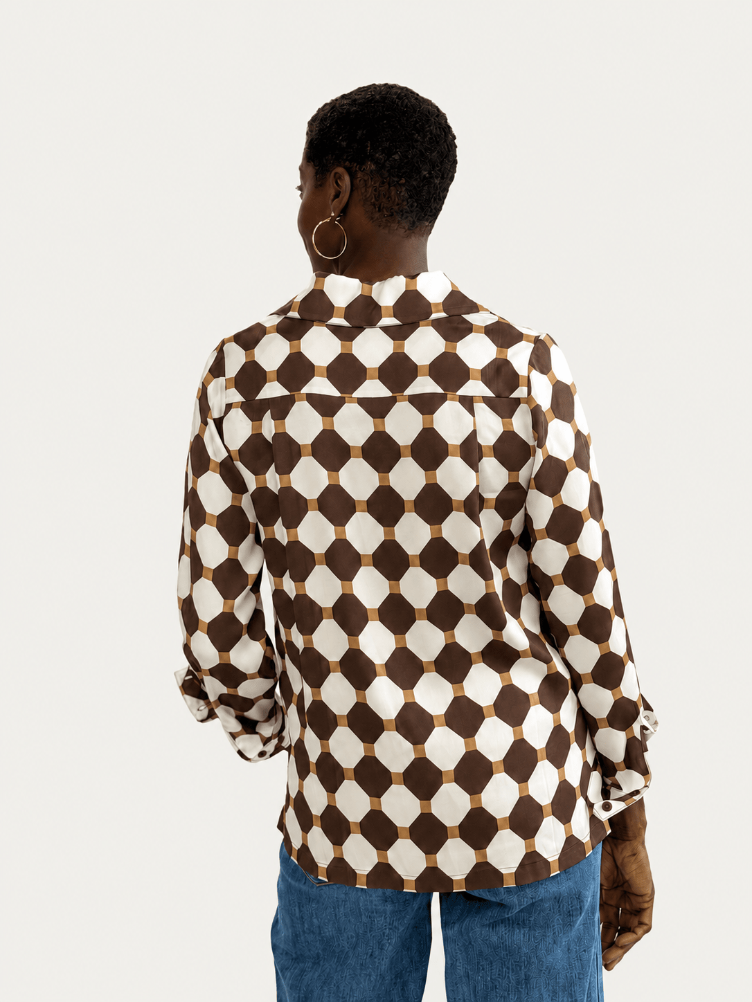 CHRISTINA blouse Promenade Brown and Ivory - Lesley Evers-Shop-Shop/All Products-Shop/New Arrivals