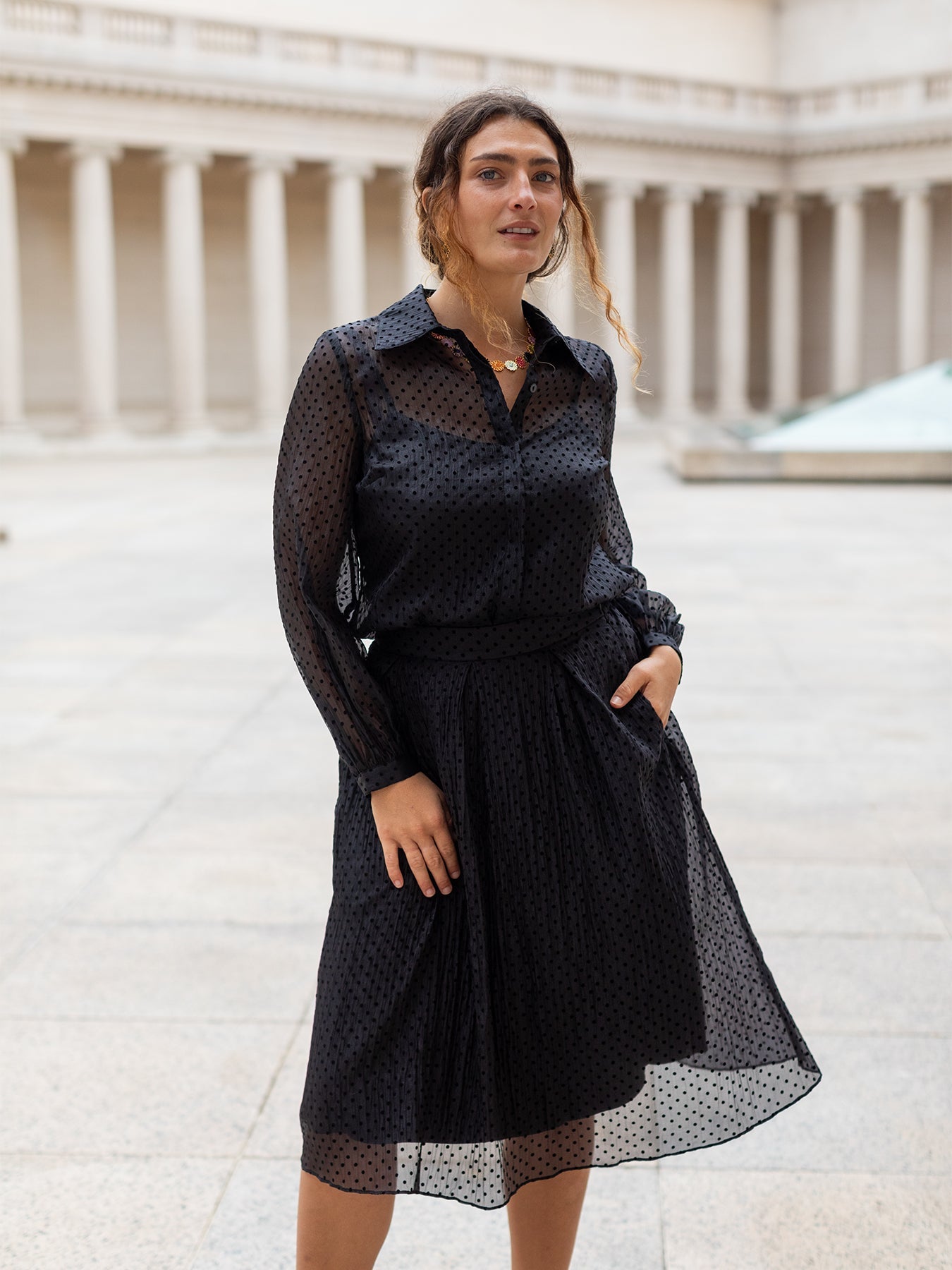 CLAIRE skirt Black Velvet Dots - Lesley Evers -