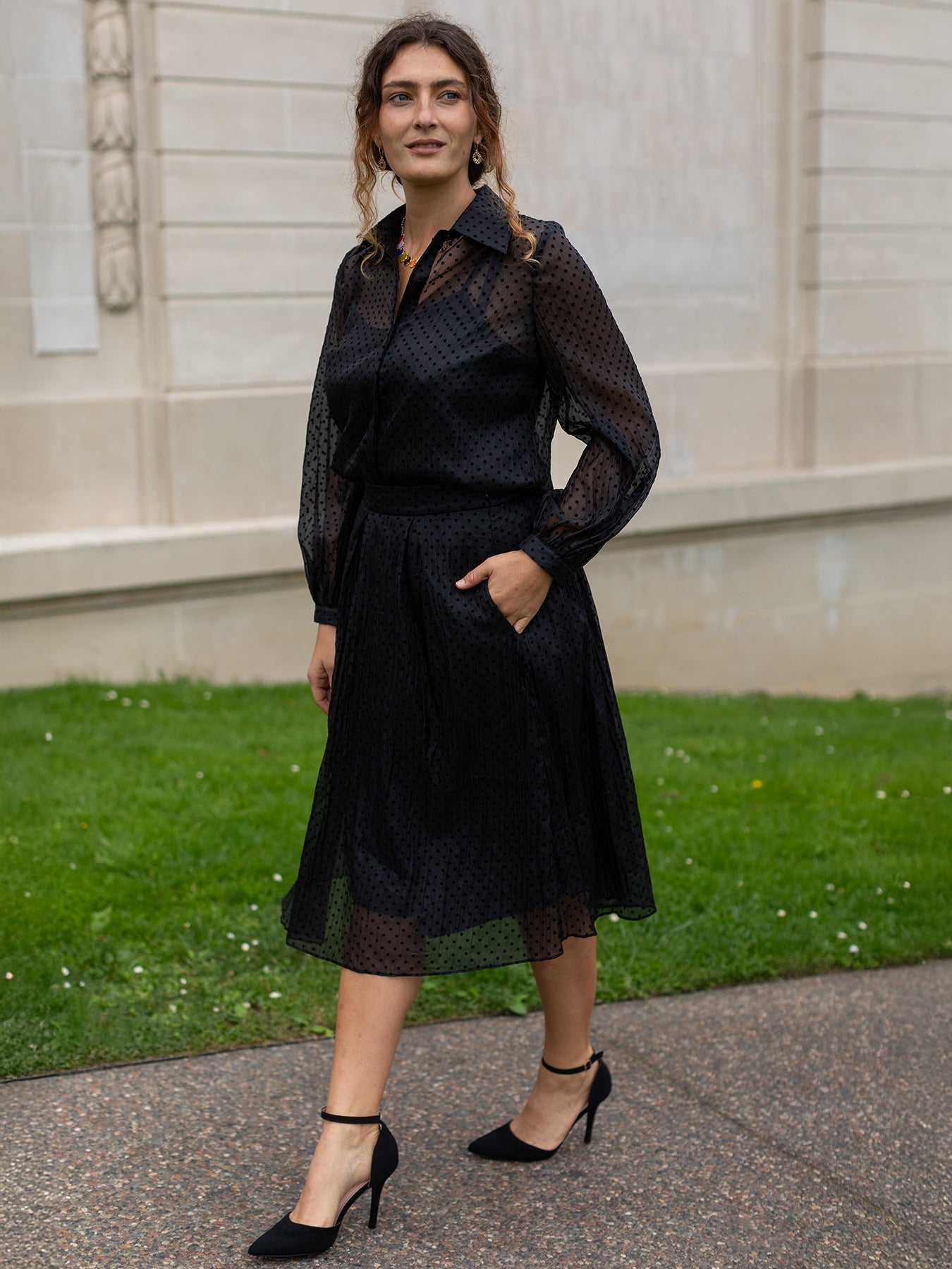 CLAIRE skirt Black Velvet Dots - Lesley Evers -
