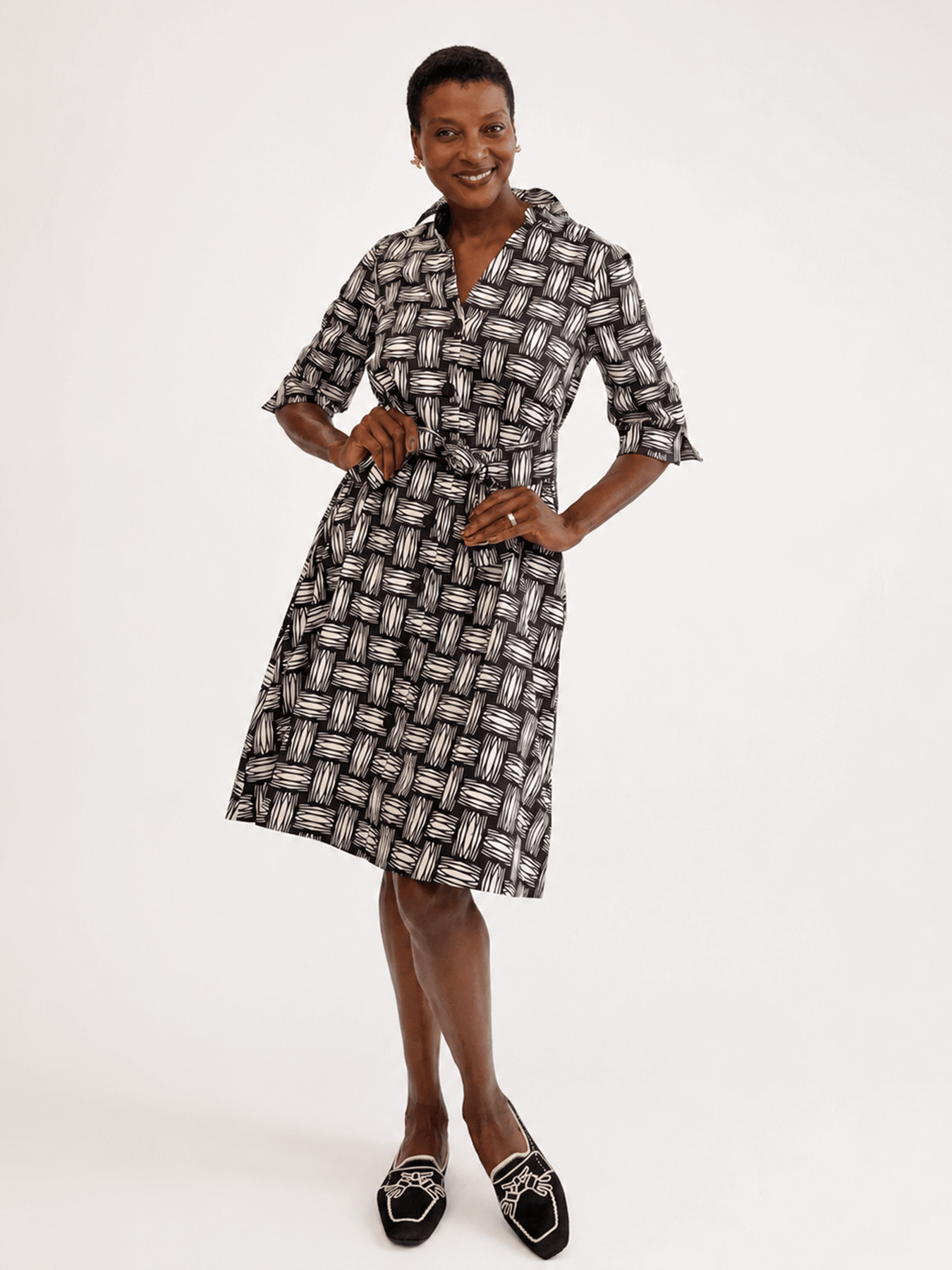 CLEMENTINE shirtdress Basketweave - Lesley Evers-A-line-Clementine-Dress