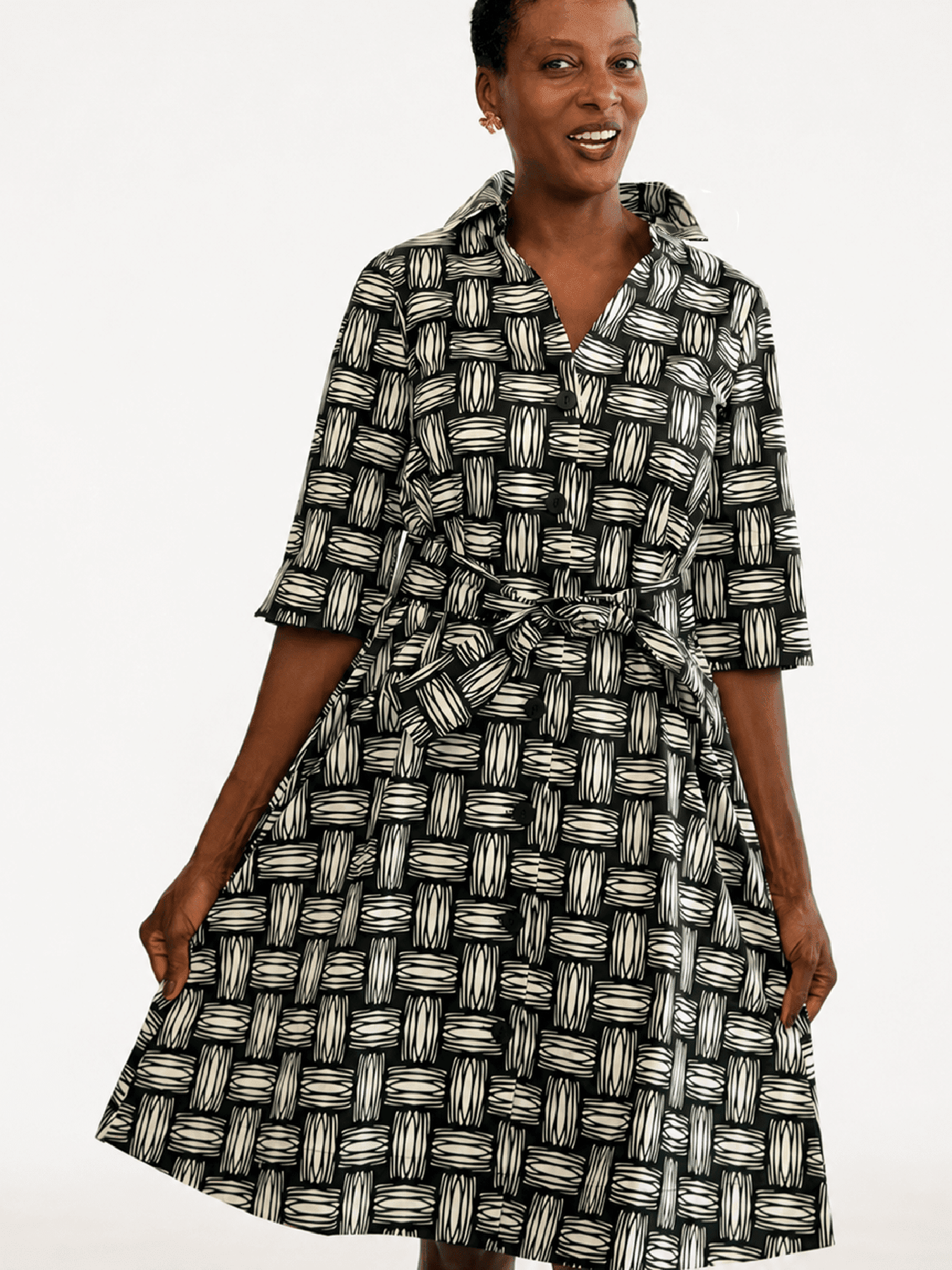 CLEMENTINE shirtdress Basketweave - Lesley Evers-A-line-Clementine-Dress