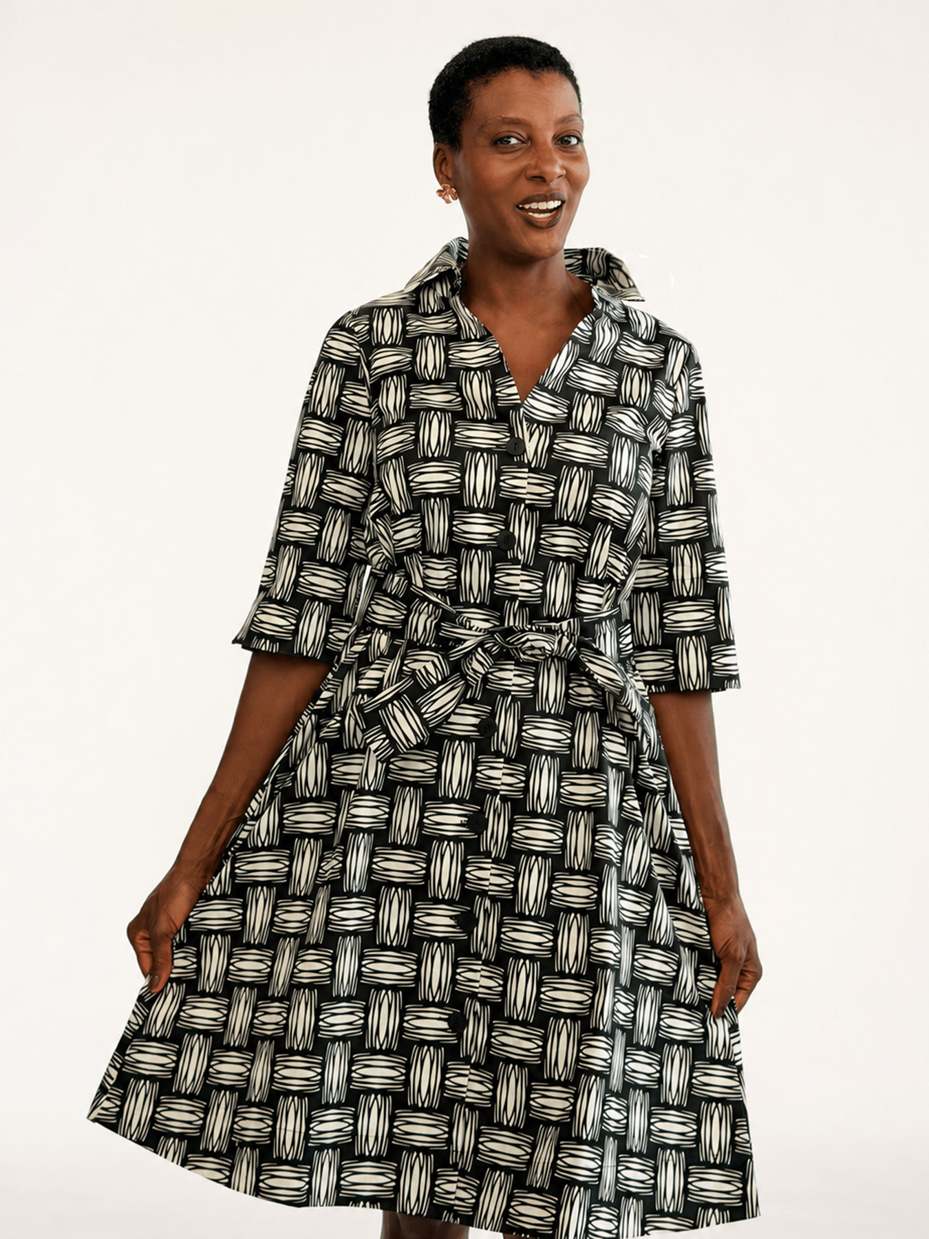 CLEMENTINE shirtdress Basketweave - Lesley Evers-A-line-Clementine-Dress