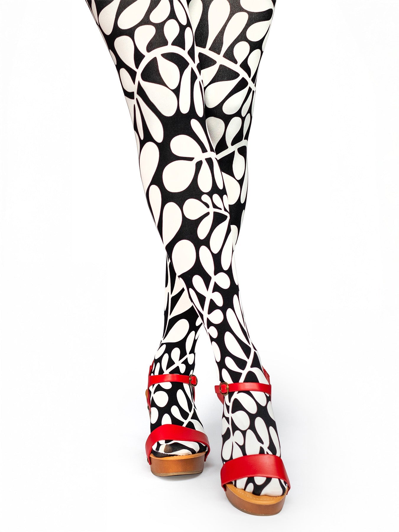 COCO tights Fern Black & White - Lesley Evers - colorful - Colorful patterned tights - colorful tights