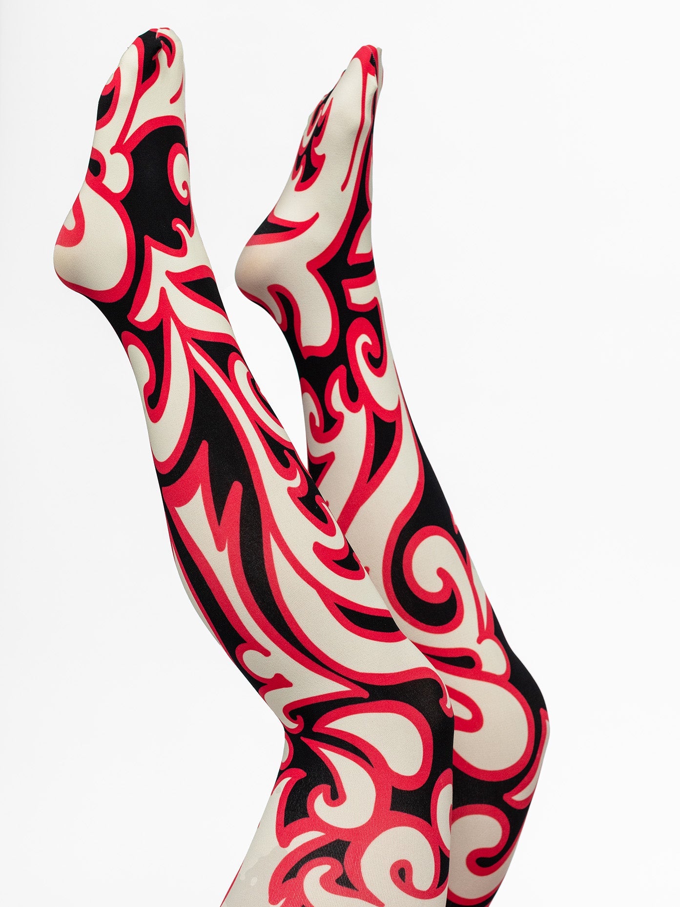 COCO tights Filigree Red - Lesley Evers - colorful - Colorful patterned tights - colorful tights