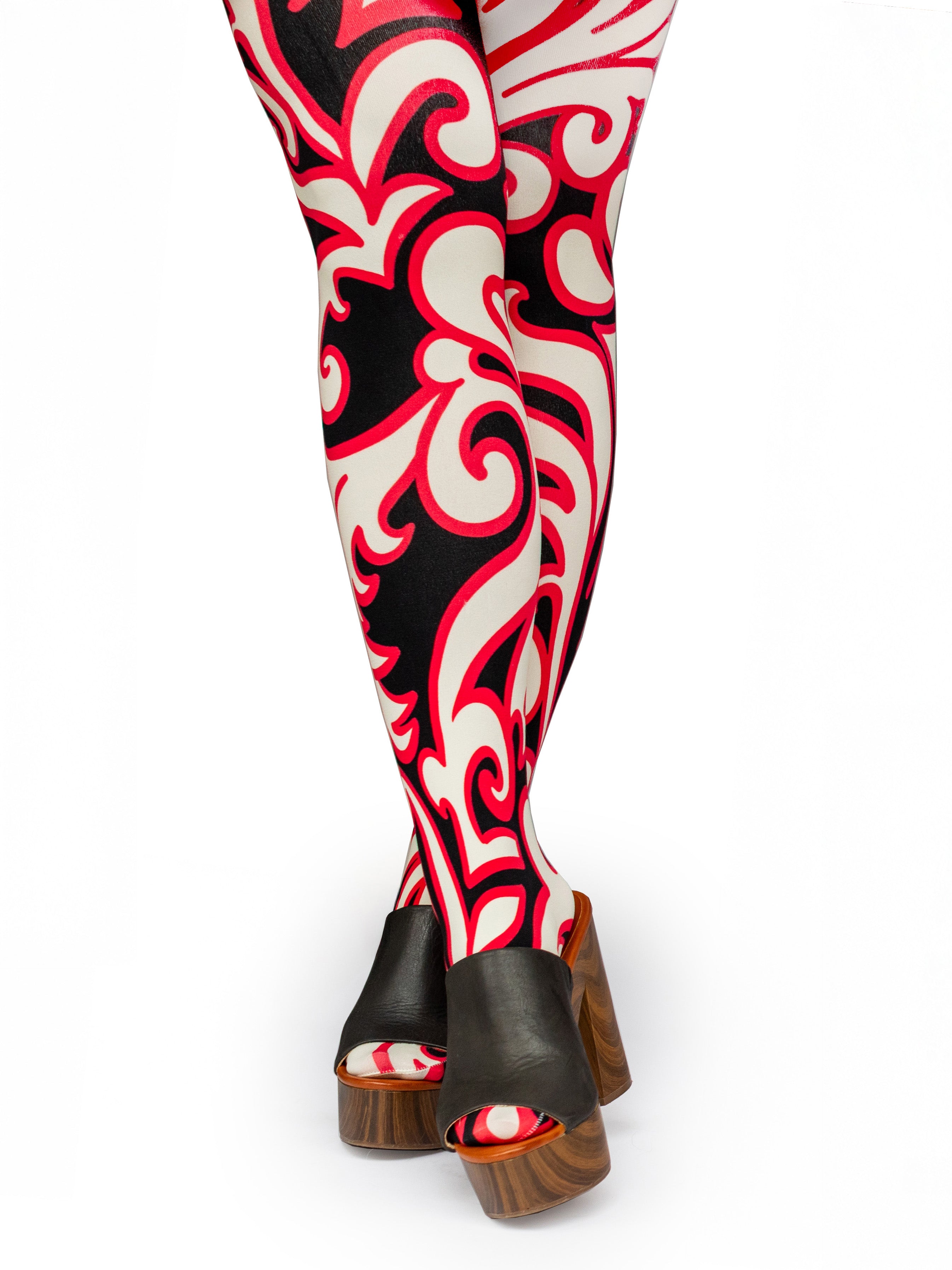 COCO tights Filigree Red - Lesley Evers - colorful - Colorful patterned tights - colorful tights