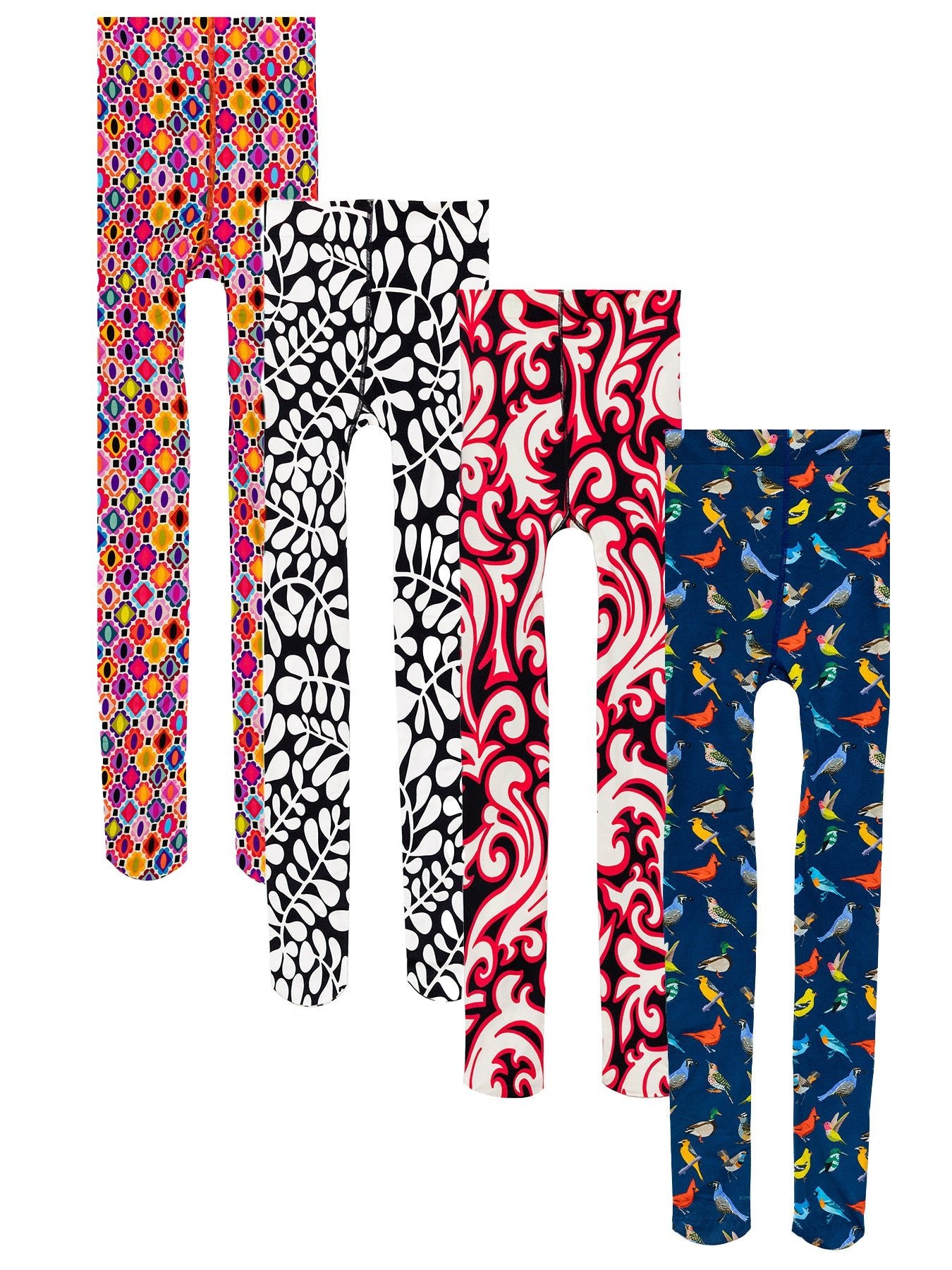 COCO tights Set of 4 - Lesley Evers - burgundy wave - Colorful patterned tights - colorful tights