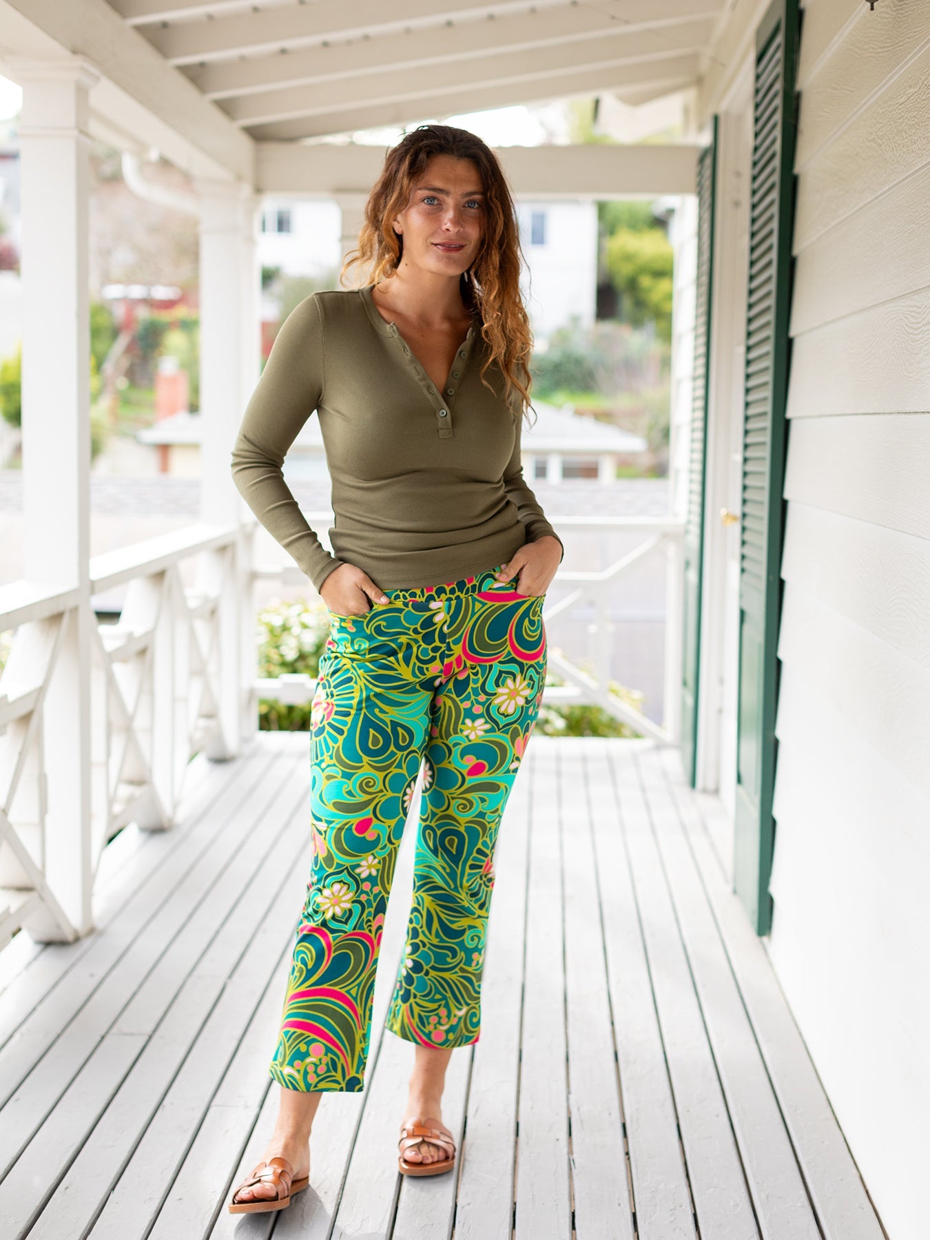 CORA henley tee Dark Olive Rib - Lesley Evers - Best Seller - Shop - Shop/All Products