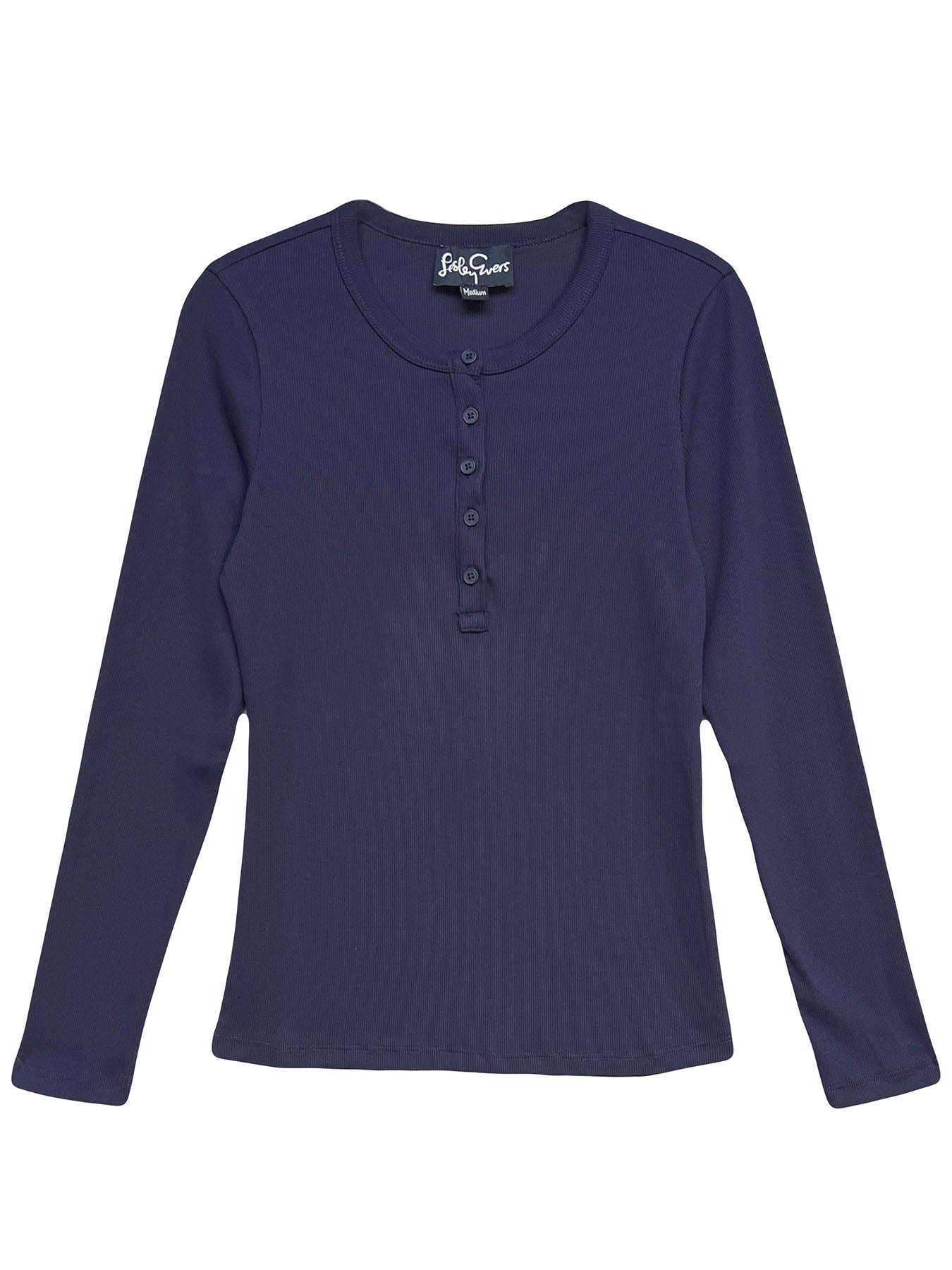 CORA henley tee Navy Rib – Lesley Evers