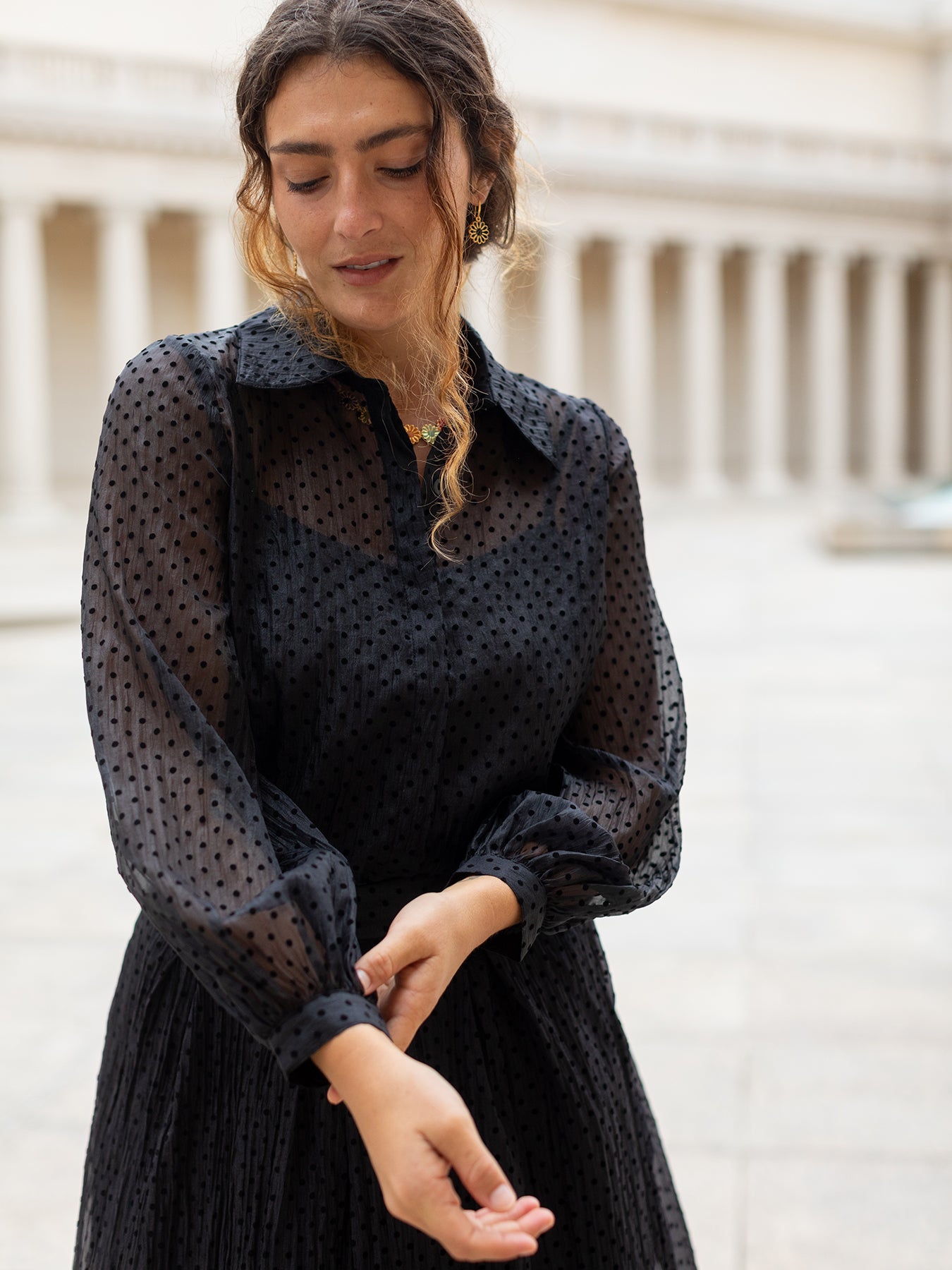COSETTE blouse Black Velvet Dots - Lesley Evers - blouse - Shop - Shop/All Products