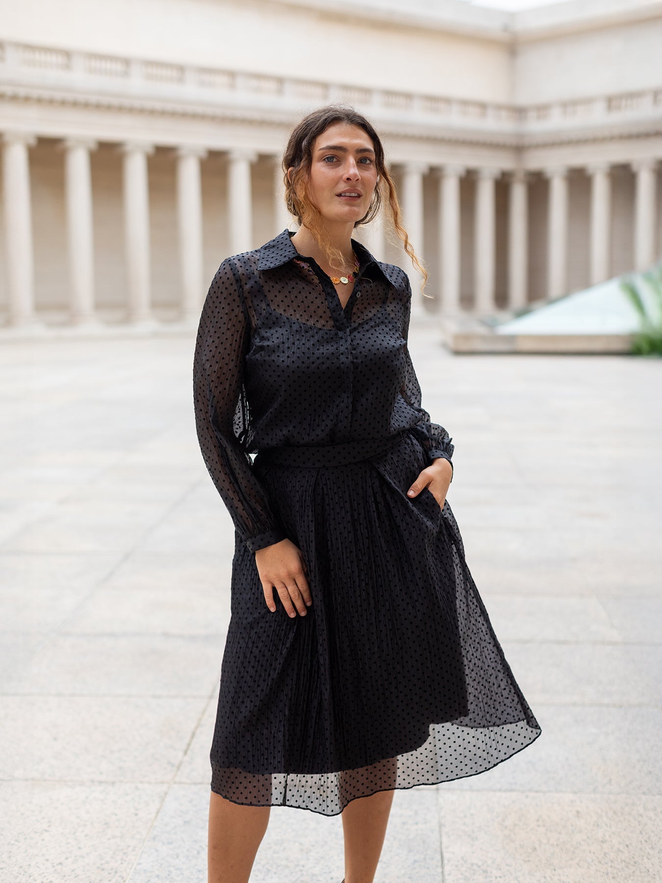 COSETTE blouse Black Velvet Dots - Lesley Evers - blouse - Shop - Shop/All Products