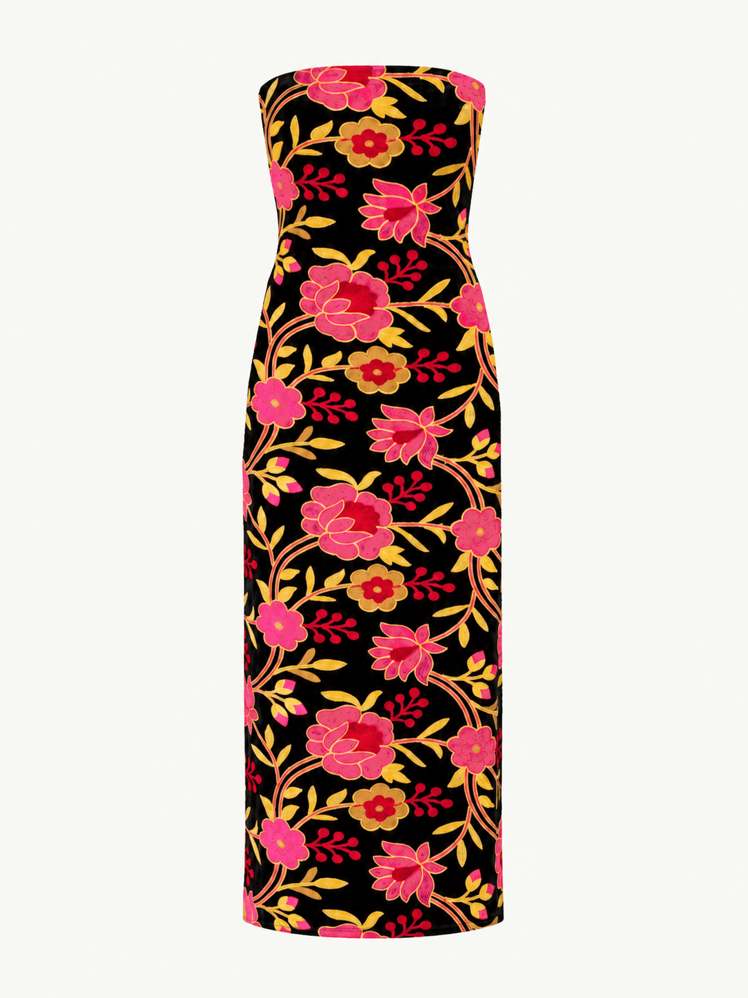 DANIKA dress Embroidered Velvet Pink - Lesley Evers-Black-Dress-Shop