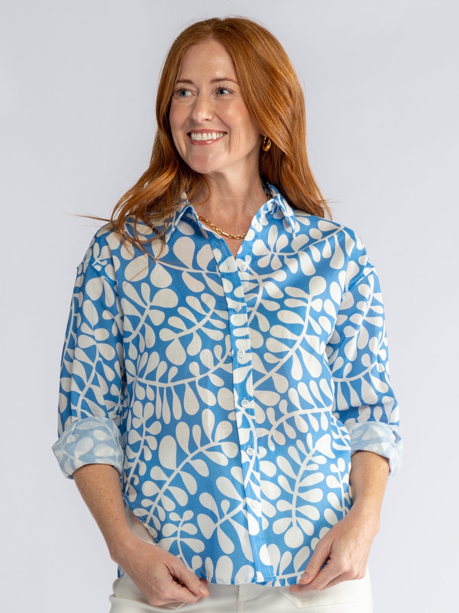 DAWN shirt Blue Fern - Lesley Evers-Best Seller-blouse-DAWN