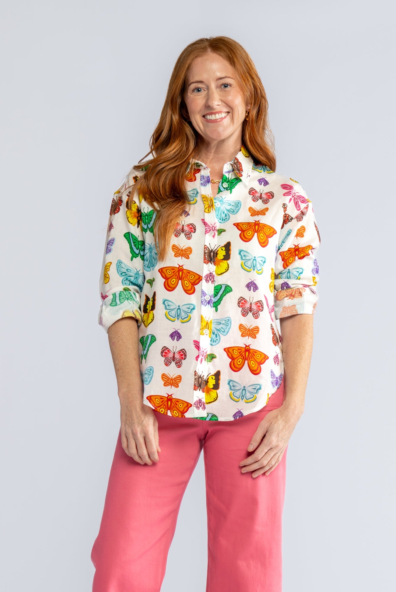 DAWN shirt Butterflies and Moths - Lesley Evers-Best Seller-blouse-butterflies